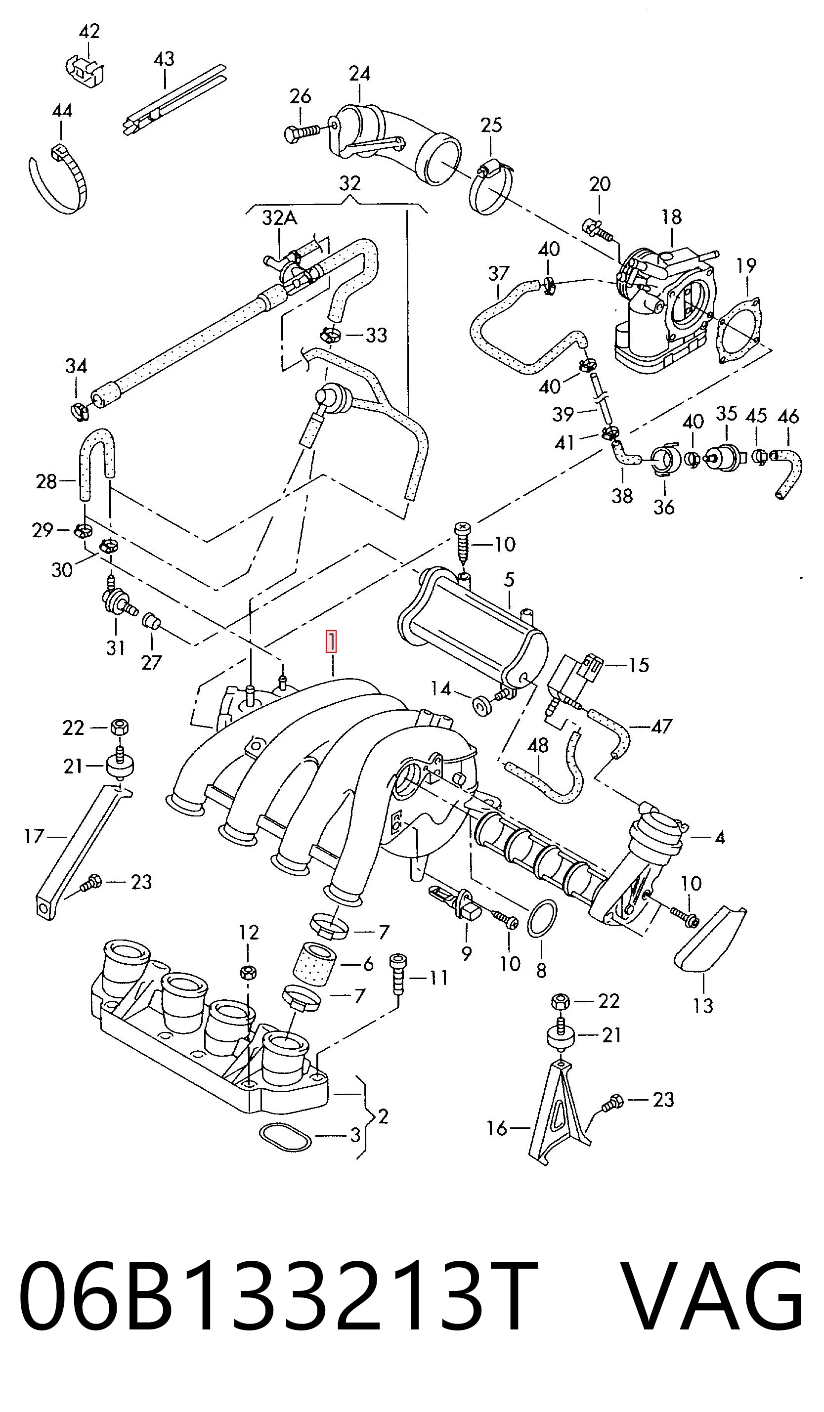 Колектор впускний Volkswagen Passat B5 седан (3B3) (2000 - 2005) ціна, від 42.33 USD