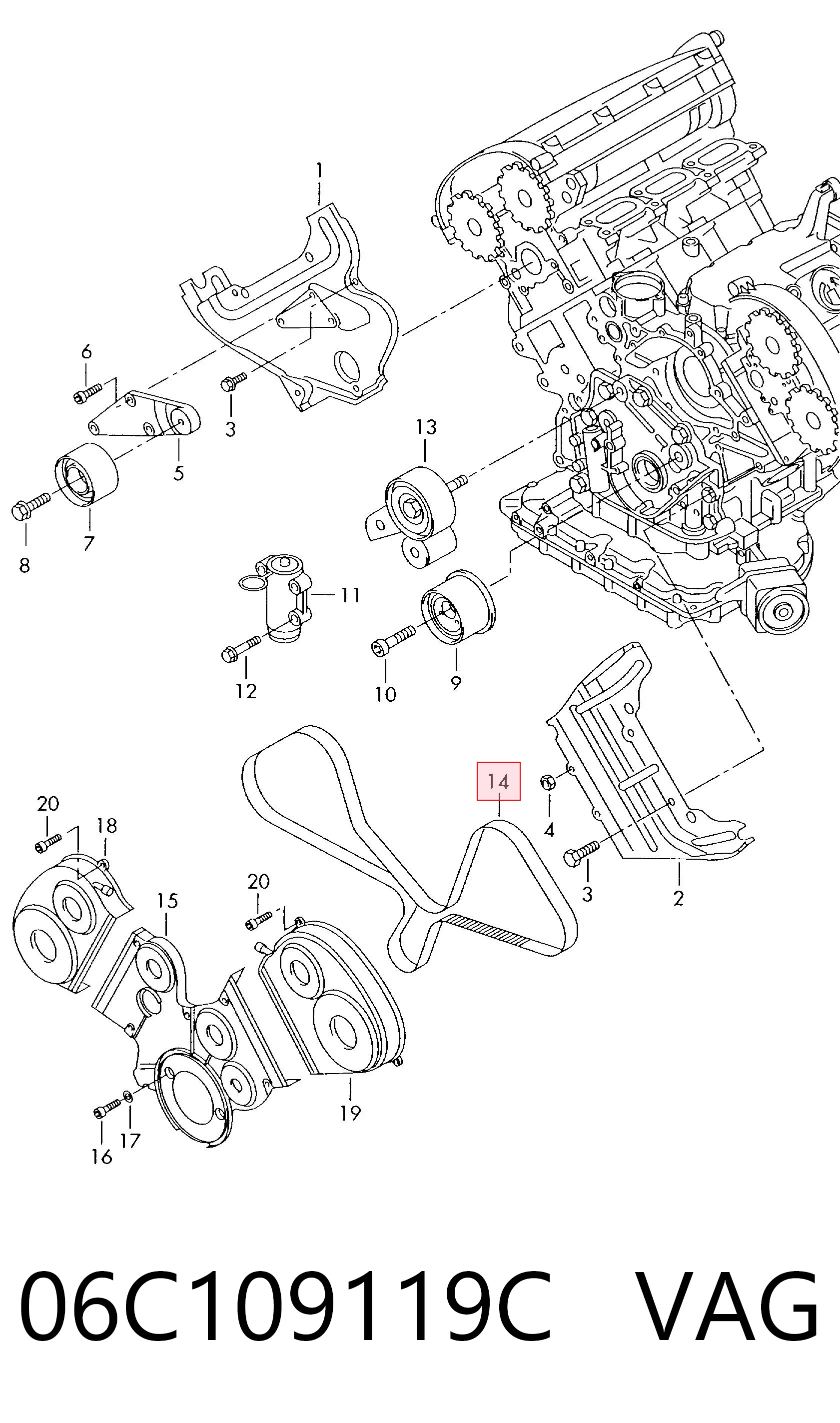 Зубчастий ремінь VAG 06C109119C ціна, від 58.46 USD