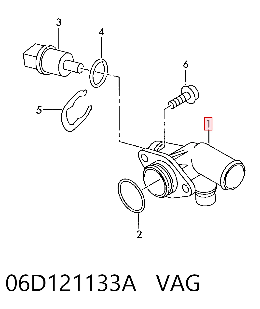 Фланець системи охолодження (трійник) VAG 06D121133A ціна, від 9.74 USD