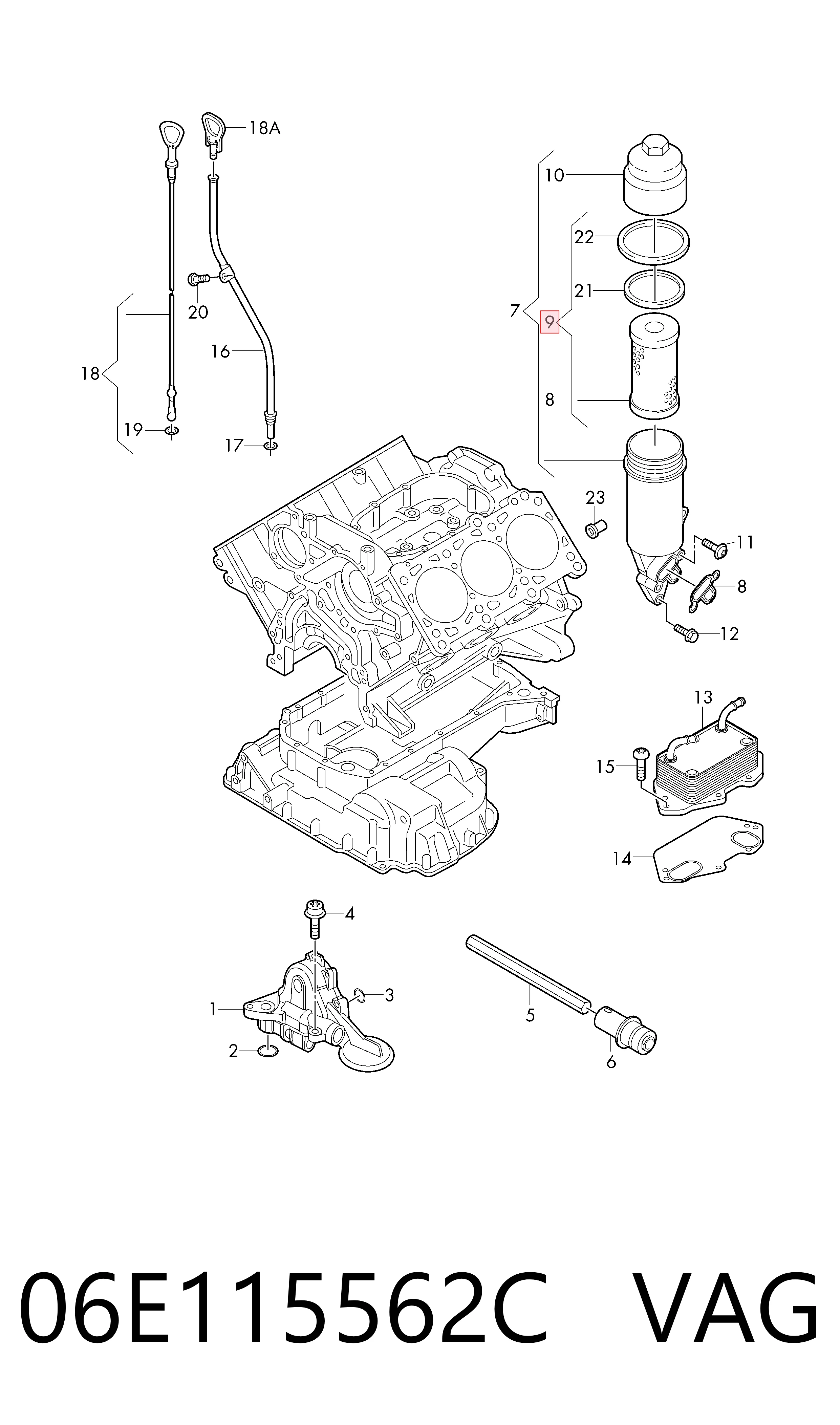 Масляний фільтр двигуна VAG 06E115562C ціна, від 13.89 USD