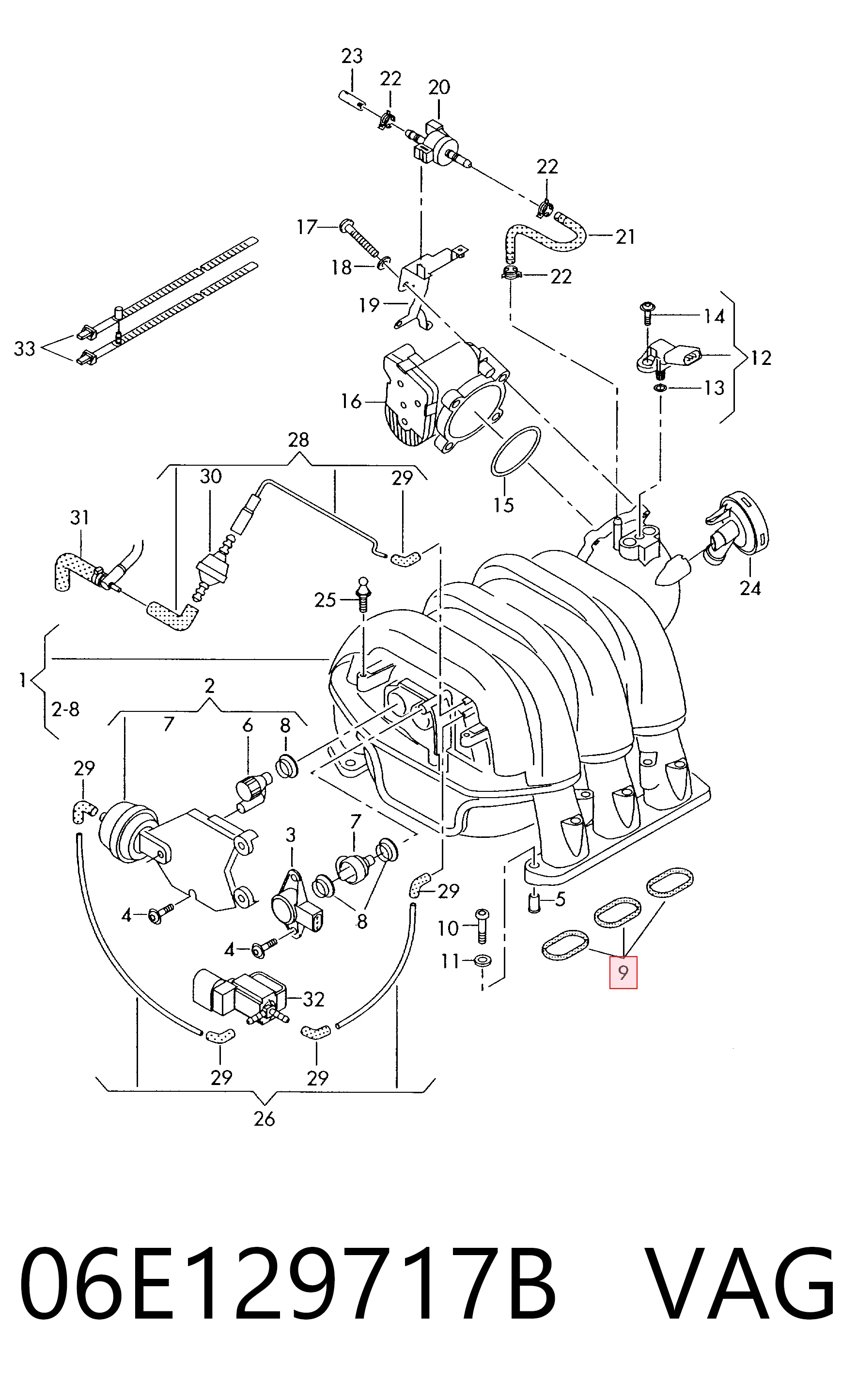 Прокладка впускного колектора на Audi A6 C6 4F2