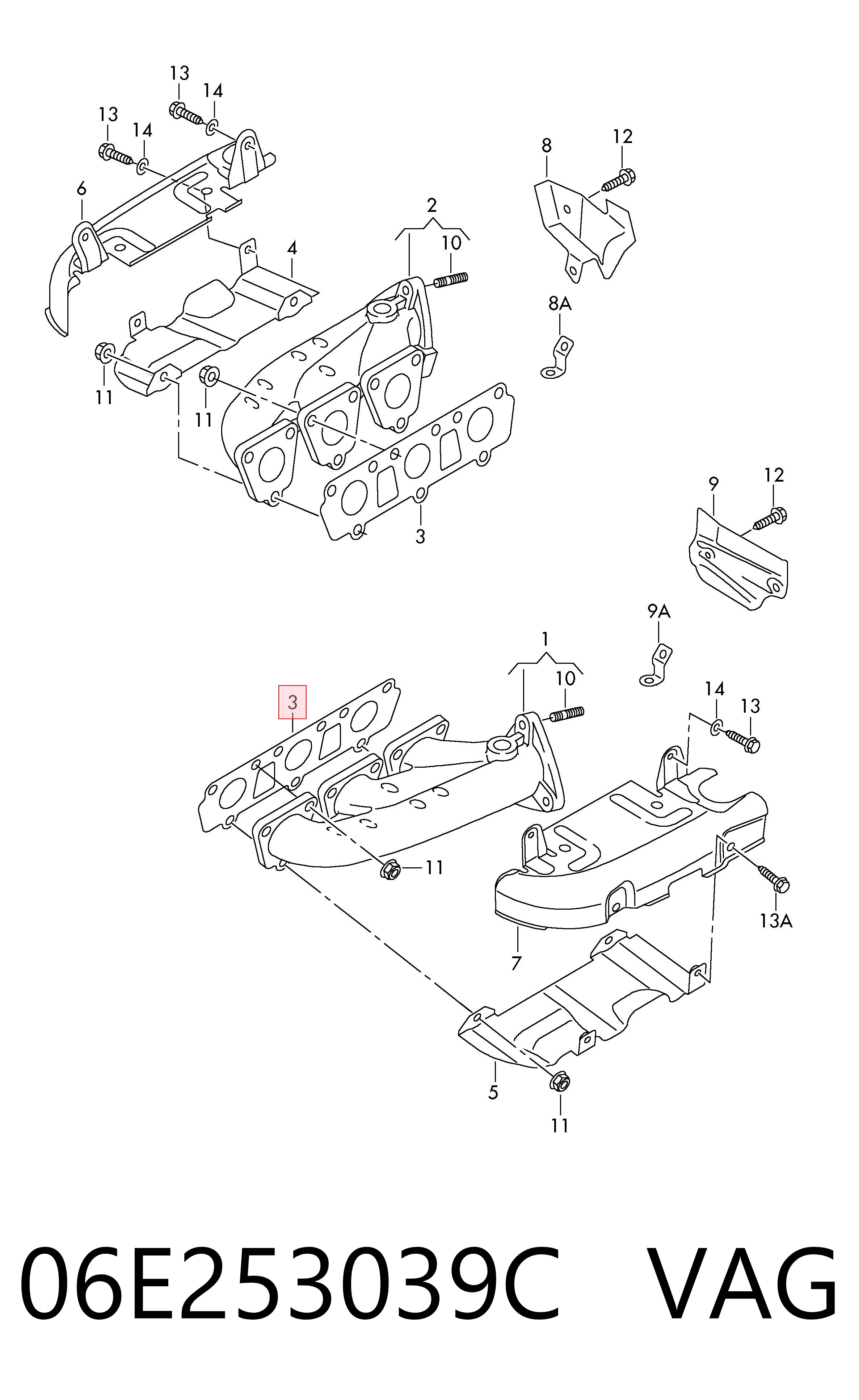 Прокладка колектора 3L253002 AND