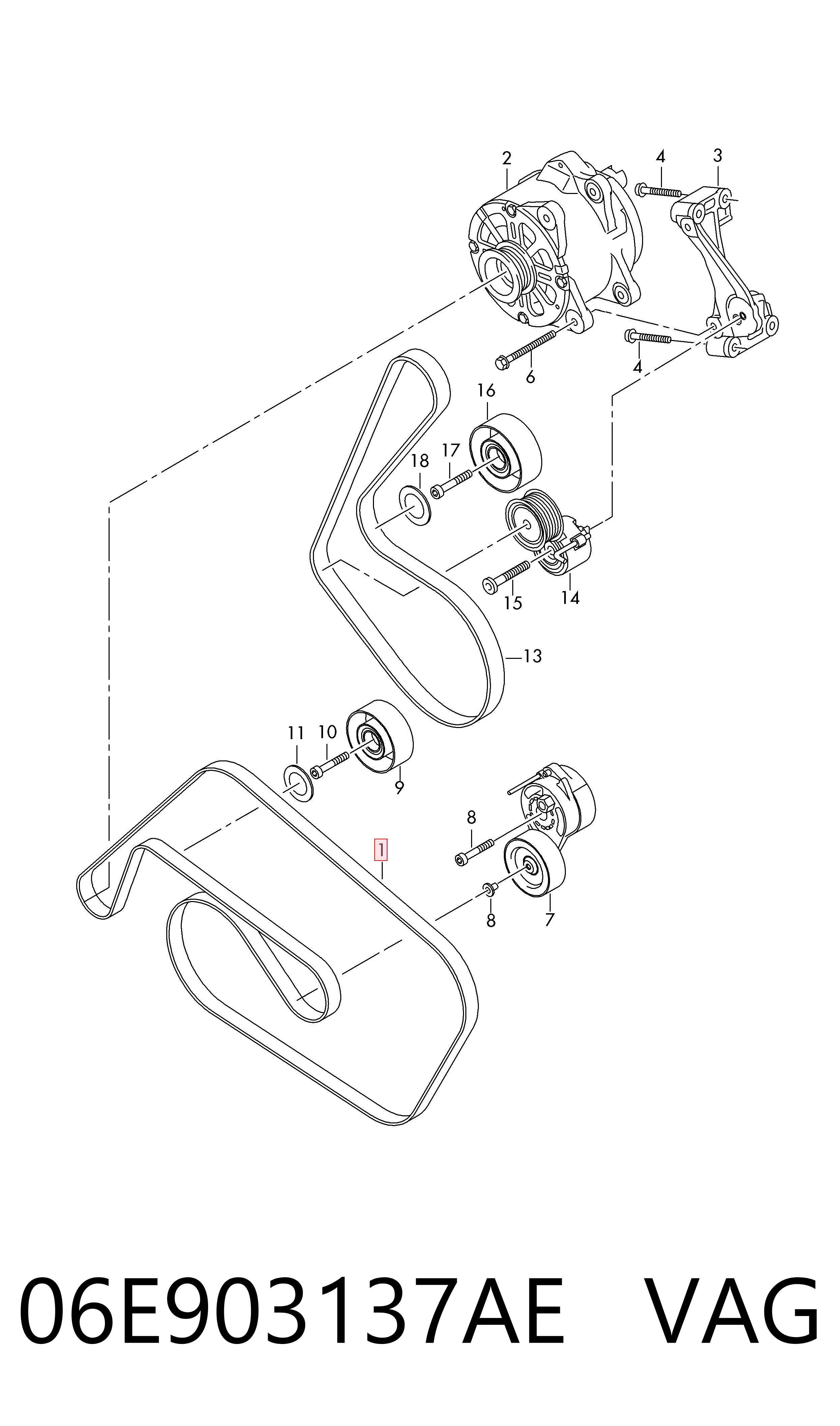 Клиновий ремінь VAG 06E903137AE ціна, від 20.87 USD
