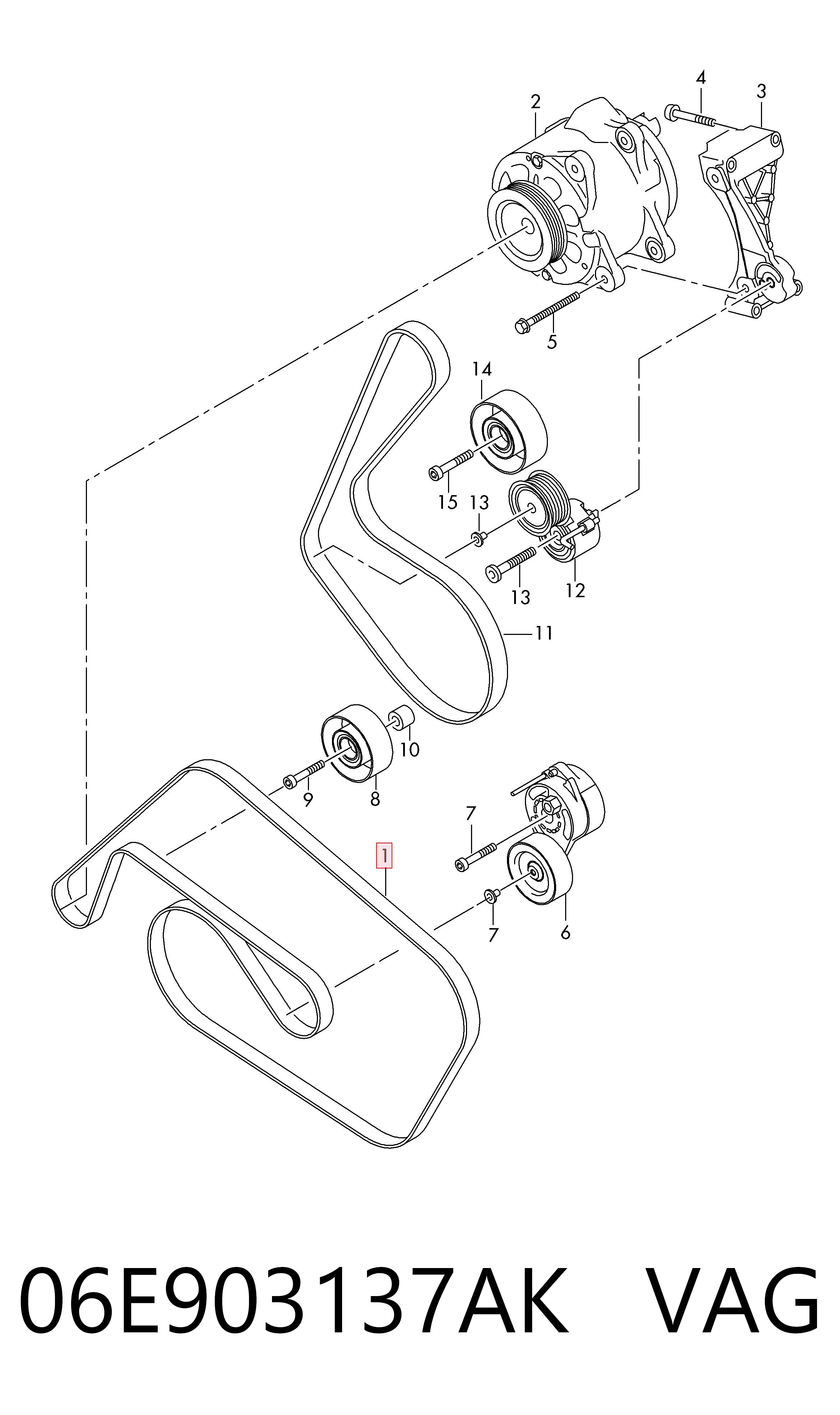 Клиновий ремінь VAG 06E903137AK ціна, від 39.20 USD