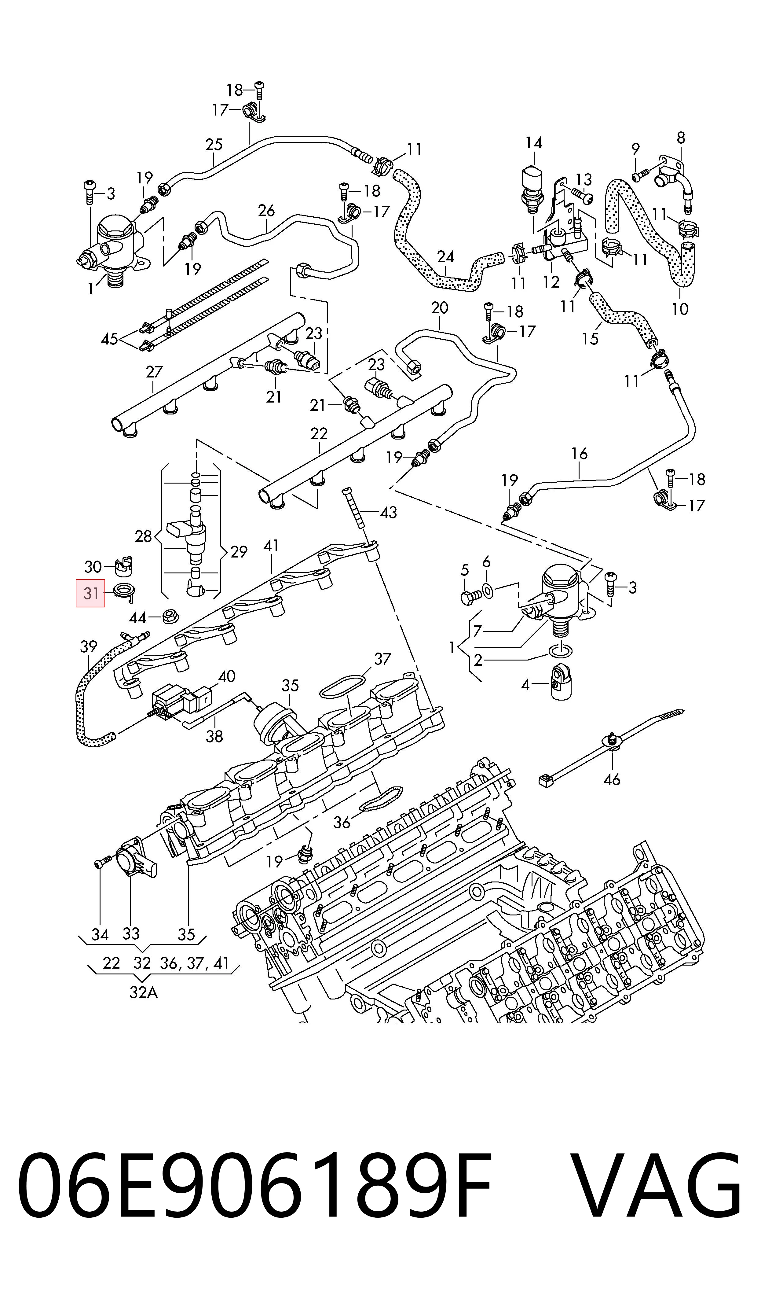 06E906189F VAG Тримач форсунки дизельної