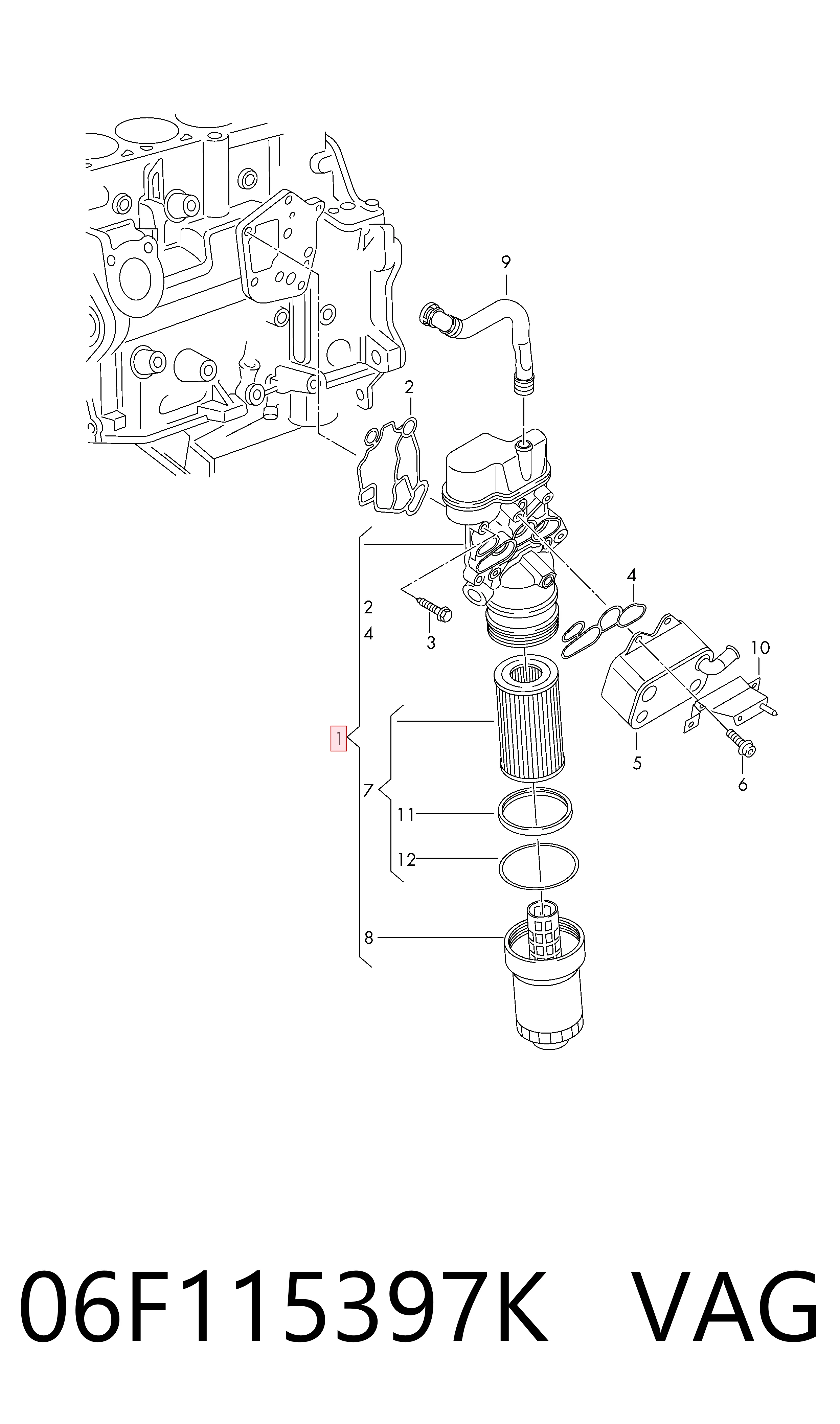 Корпус масляного фільтра VAG 06F115397K ціна, від 46.19 USD