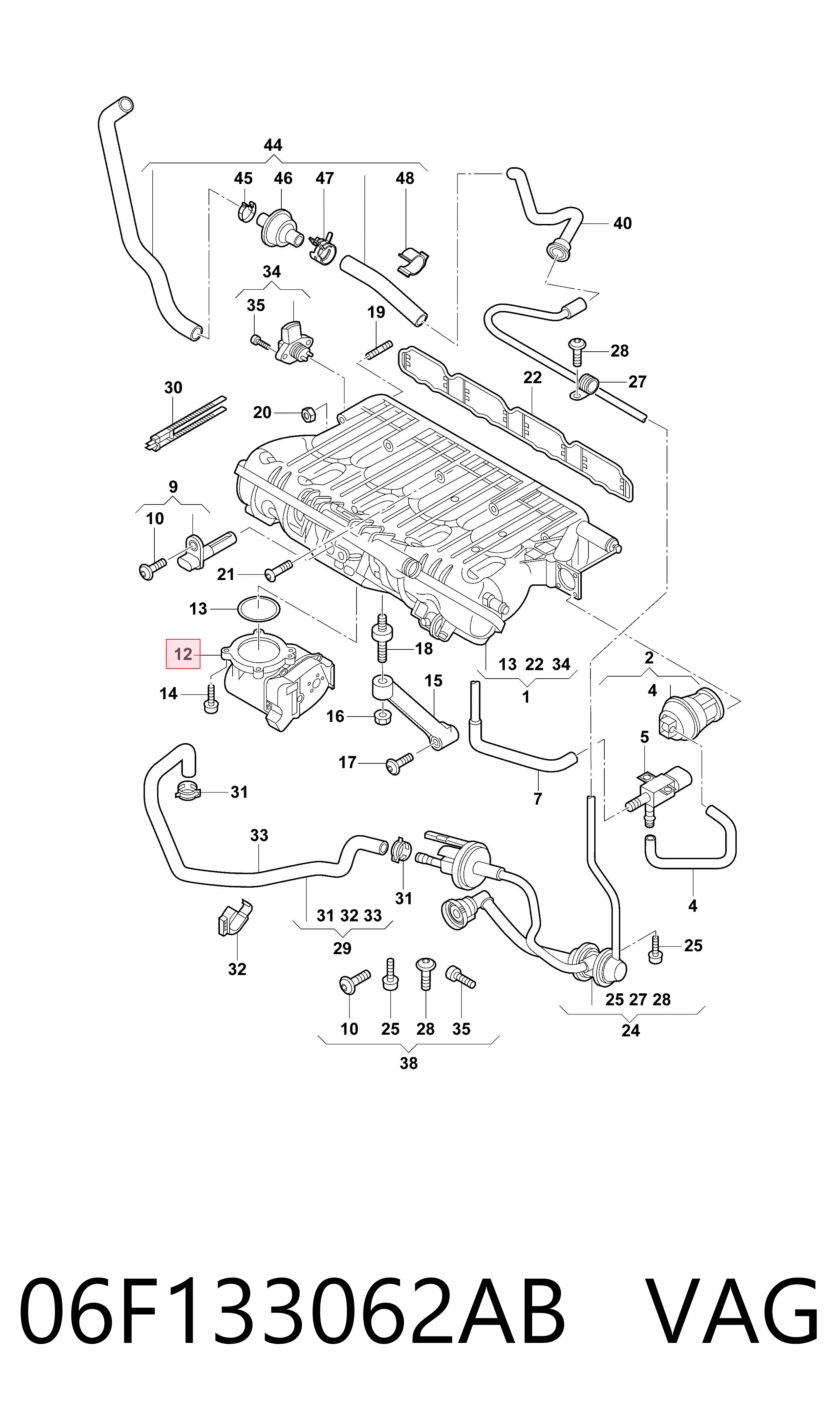 06F133062AB VAG Дросільна заслінка в зборі
