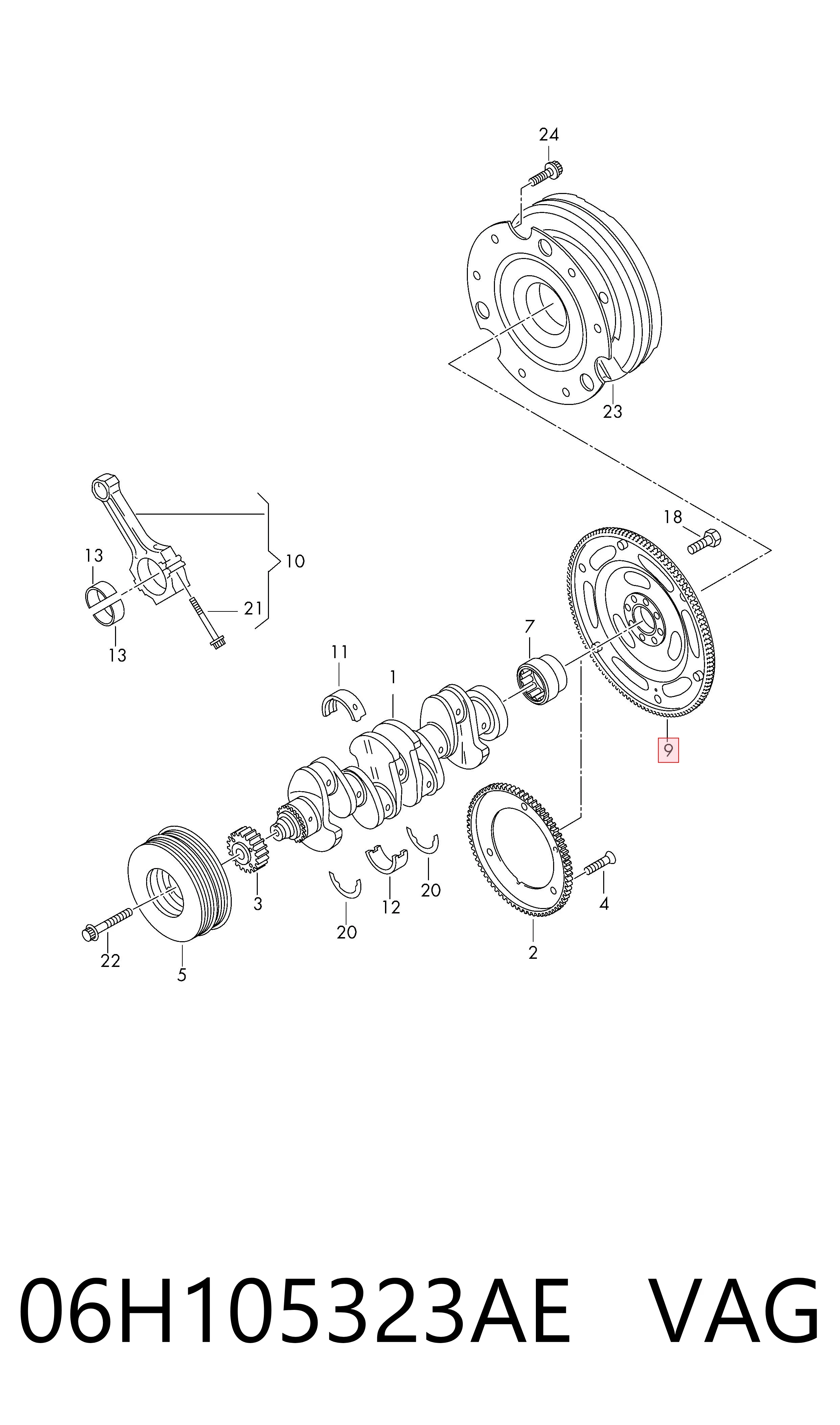 Ободок маховика на Audi A5 Sportback F5A, F5F