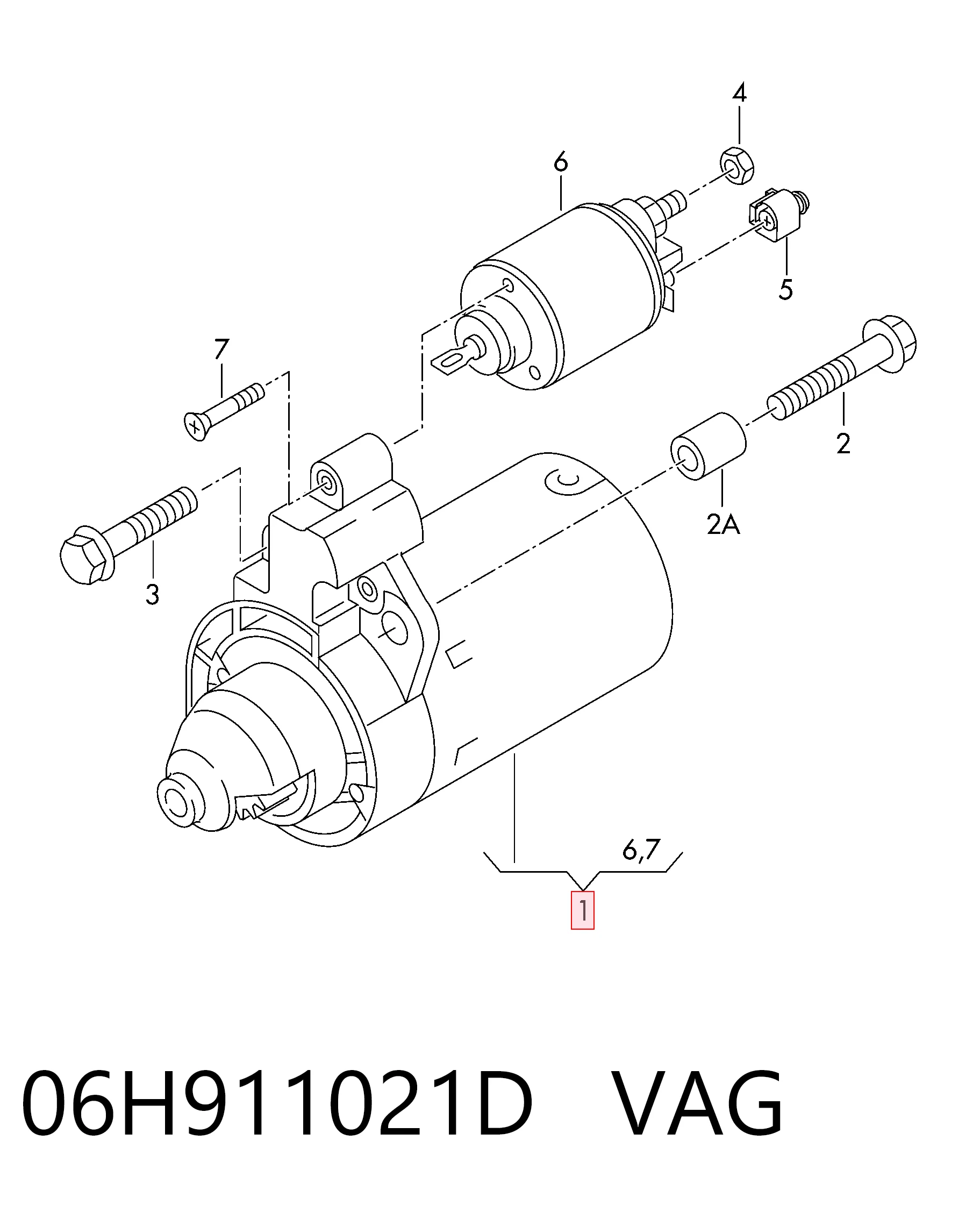 Купити 06H911021D VAG Стартер