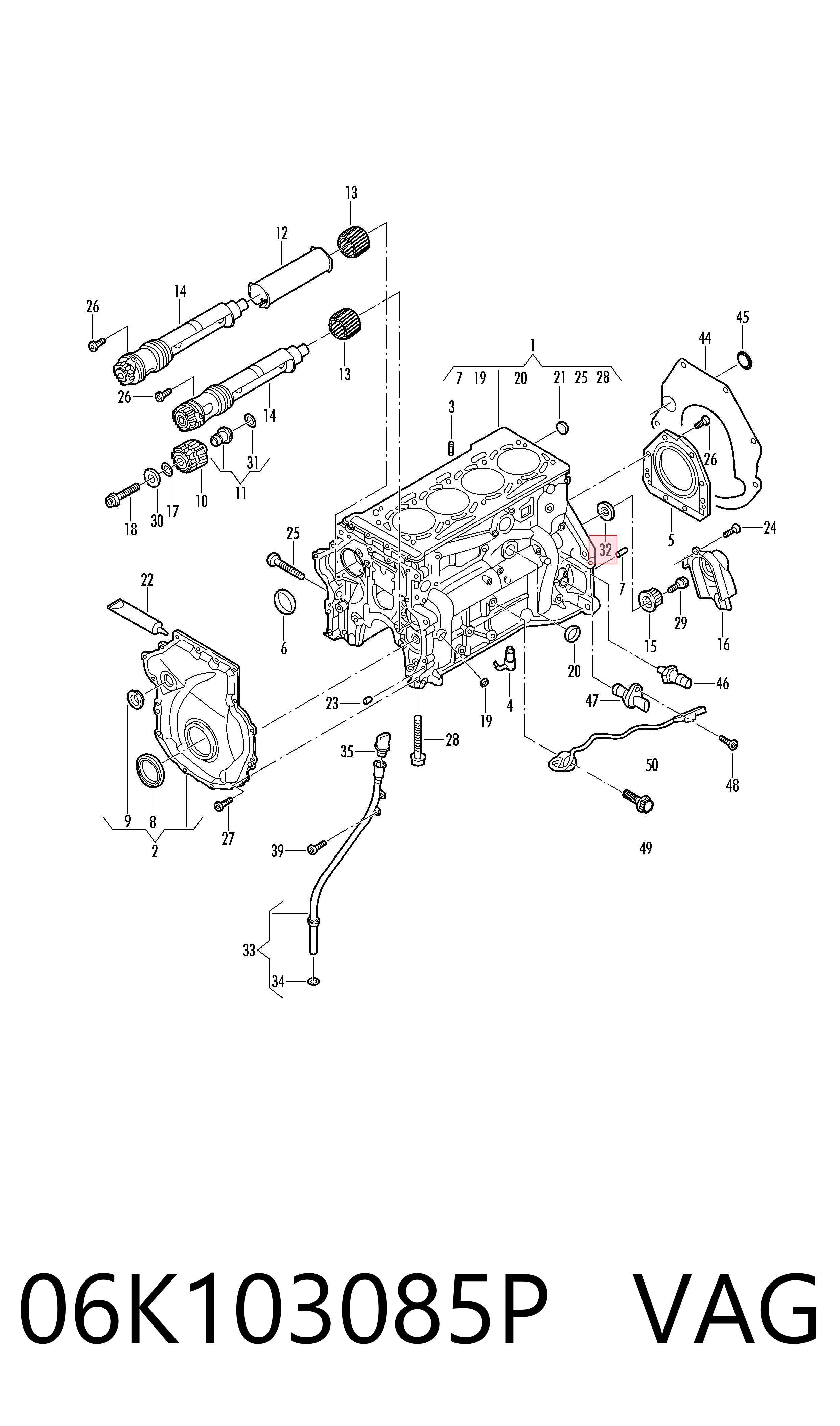 Купити Сальник колінвала задній Skoda Octavia III A7 5E3, NL3, NR3