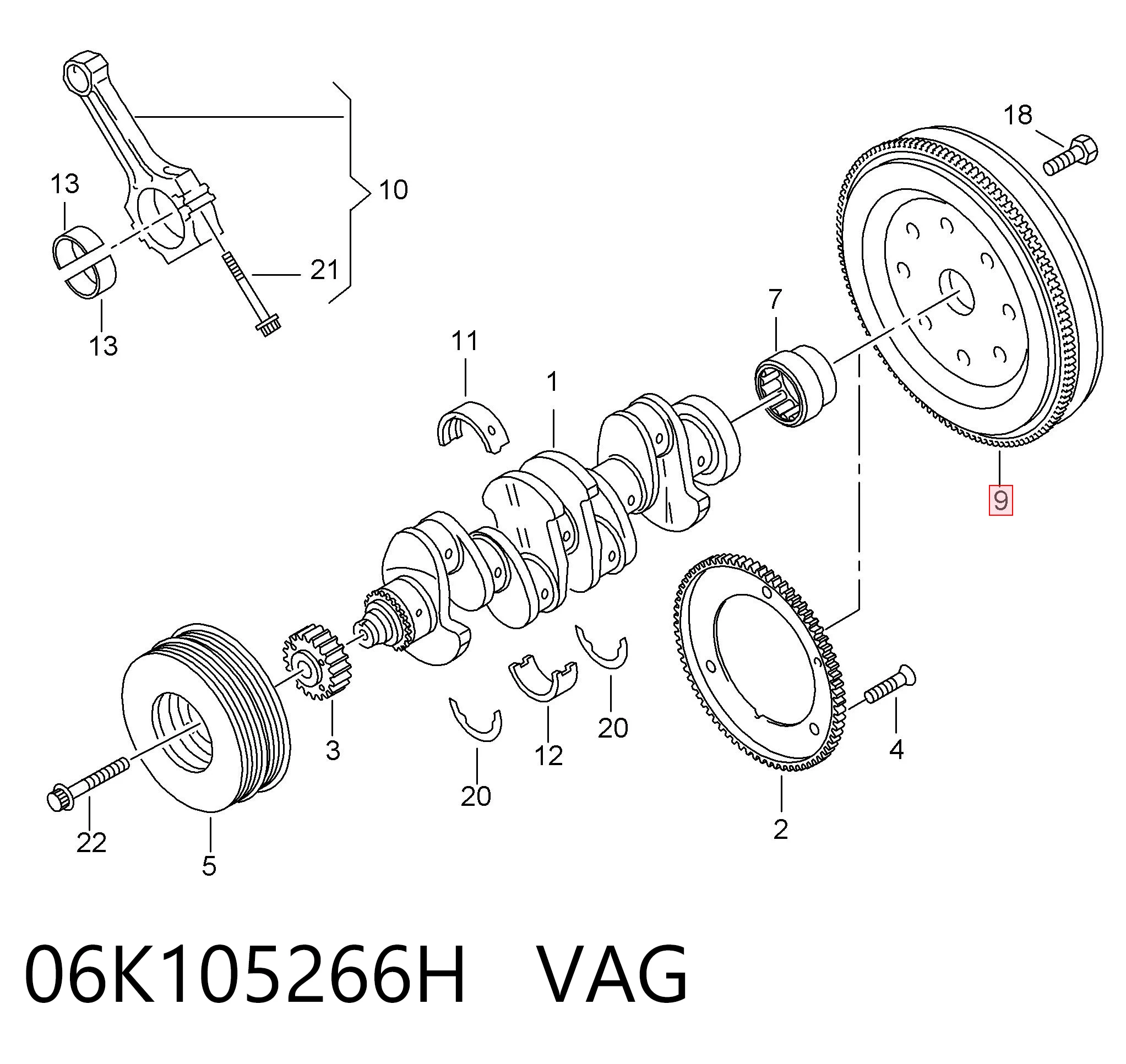 Купити 06K105266H VAG Маховик із зубчастим ободом в зборі