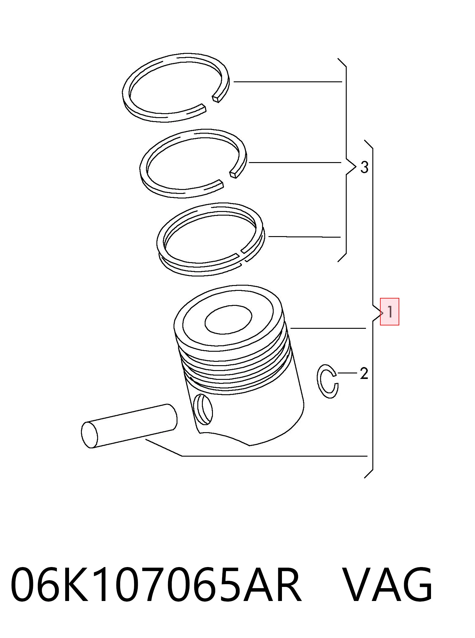 030PI00100000 Mahle Original Поршня на 1 циліндр, STD