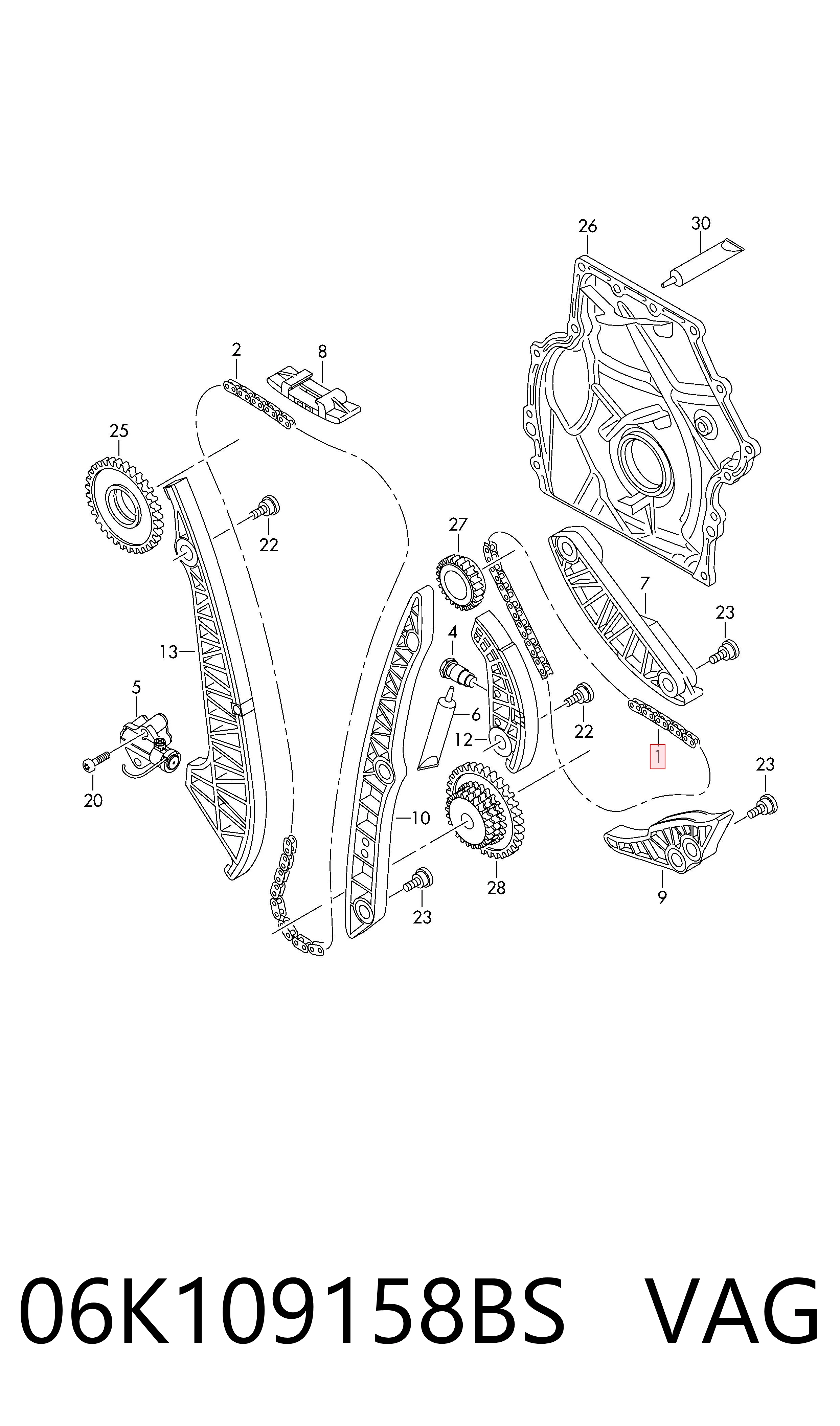 Ланцюг балансування вала VAG 06K109158BS ціна, від 140.15 USD
