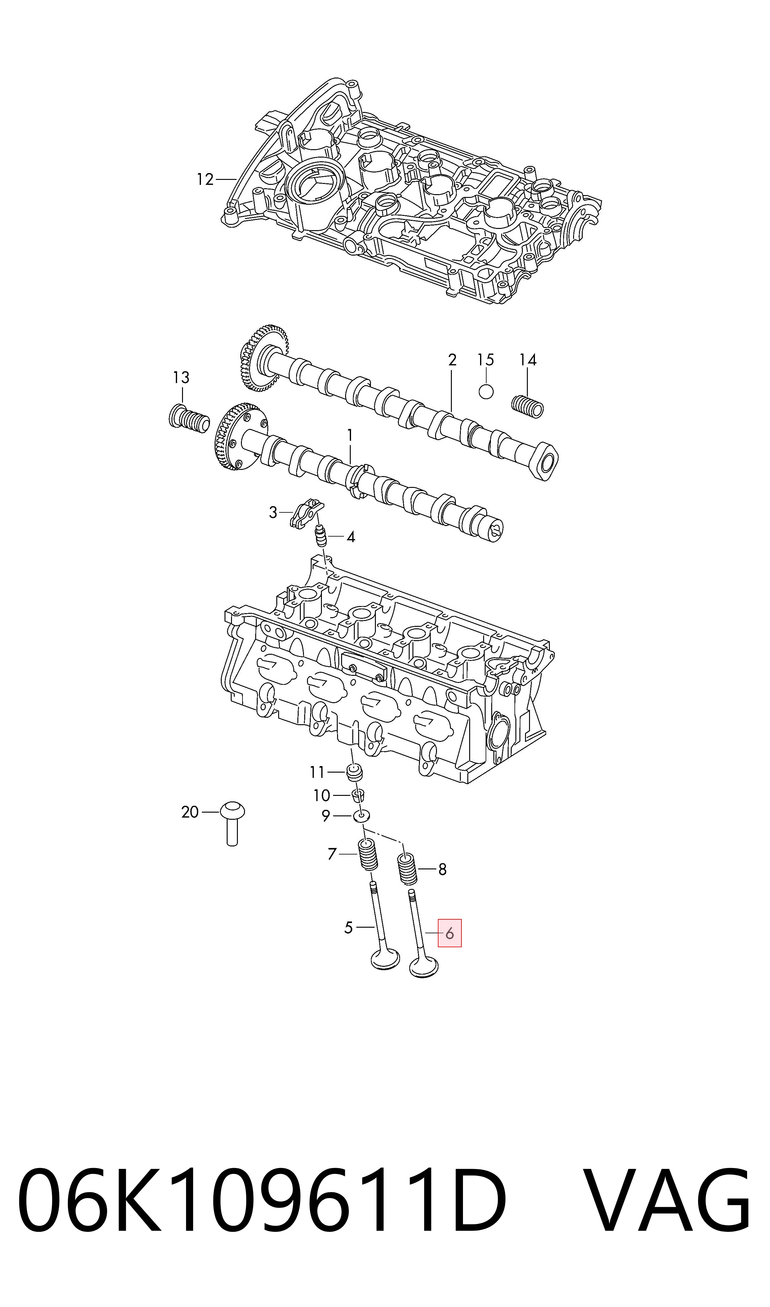 06K109611D VAG Випускний клапан двигуна