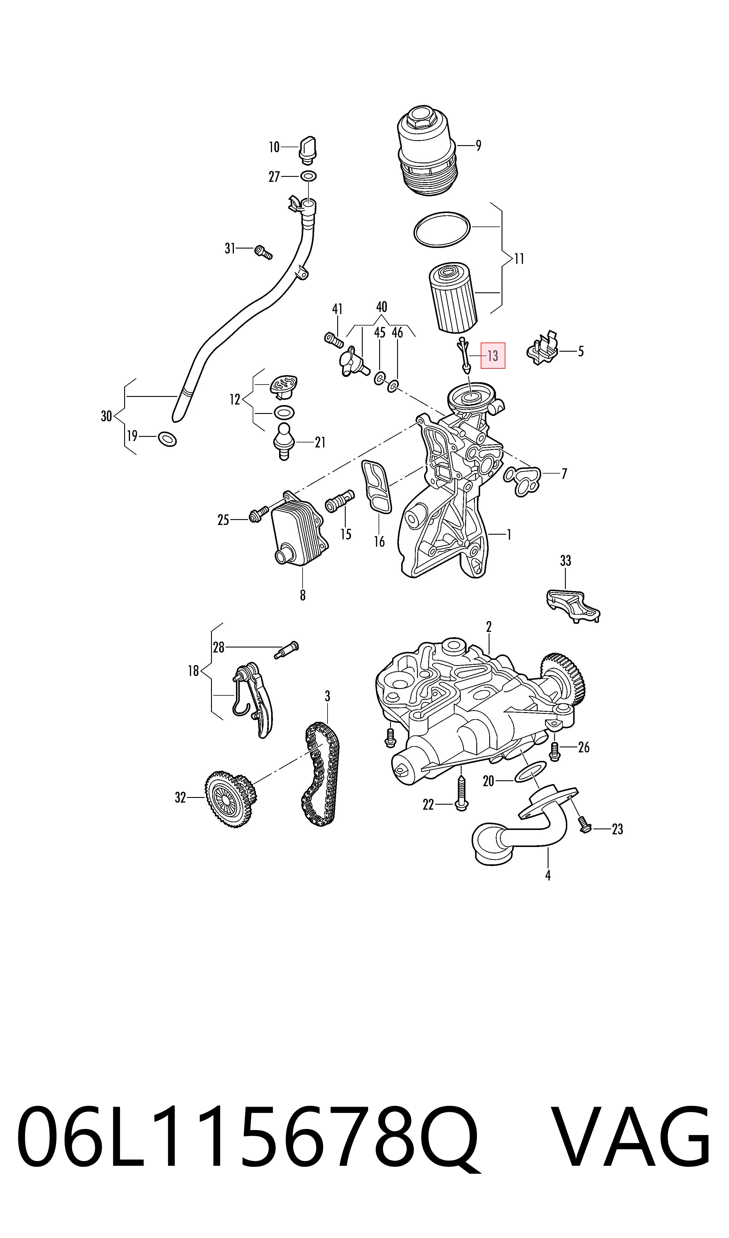 06L115678Q VAG Трубка шток масляного фільтра