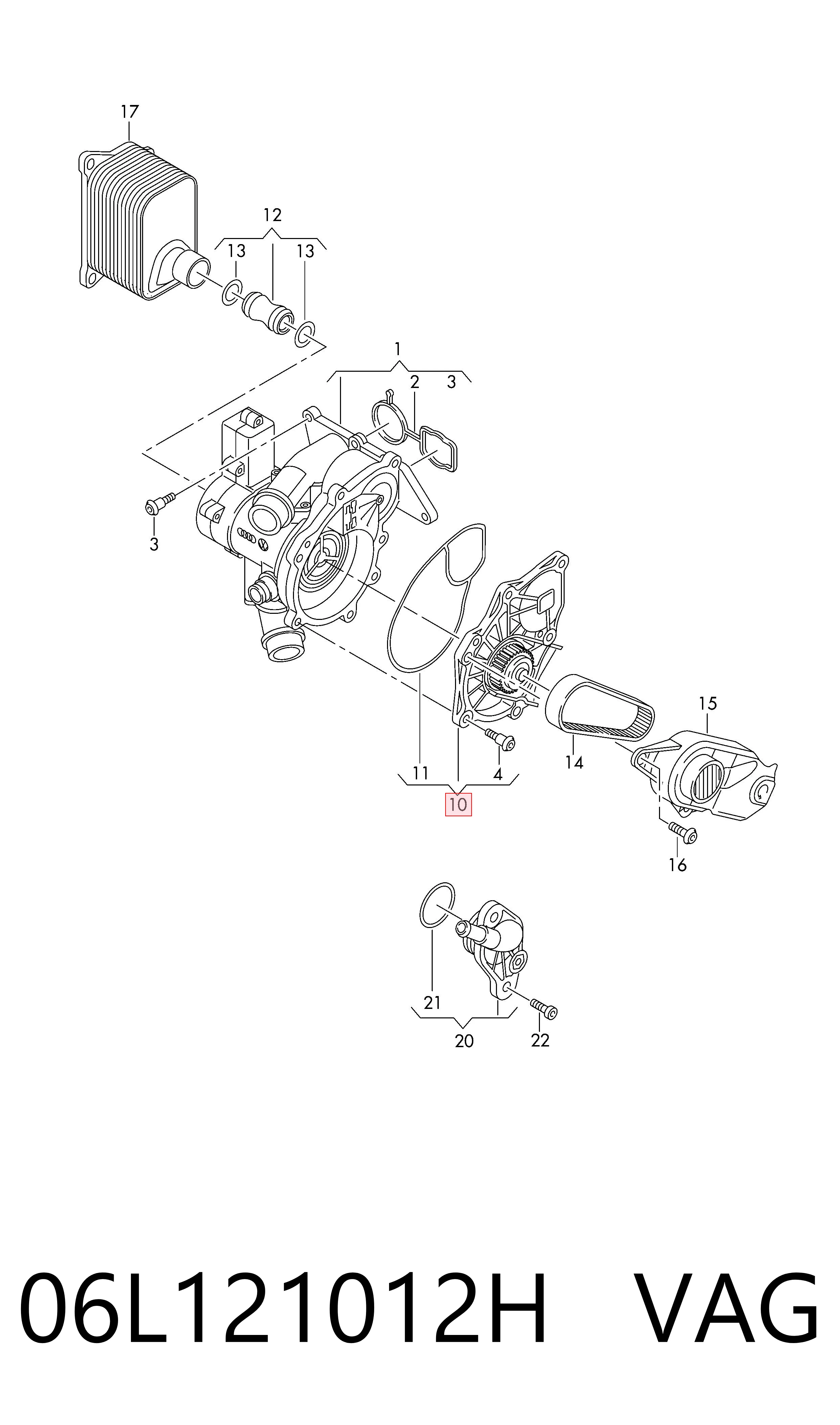 06L121012H VAG Помпа водяна, корпус