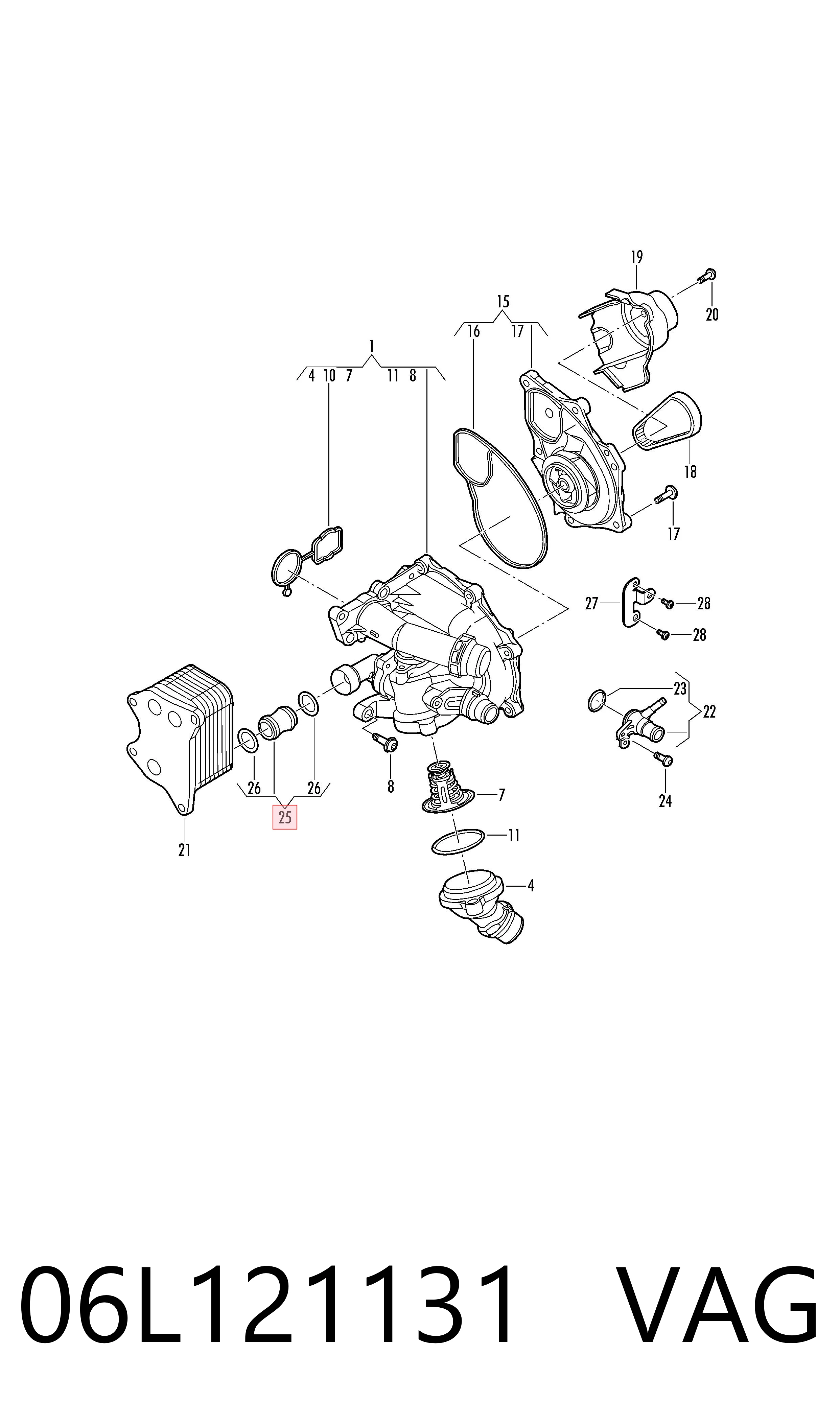 Фланець системи охолодження (трійник) 51121021 AND