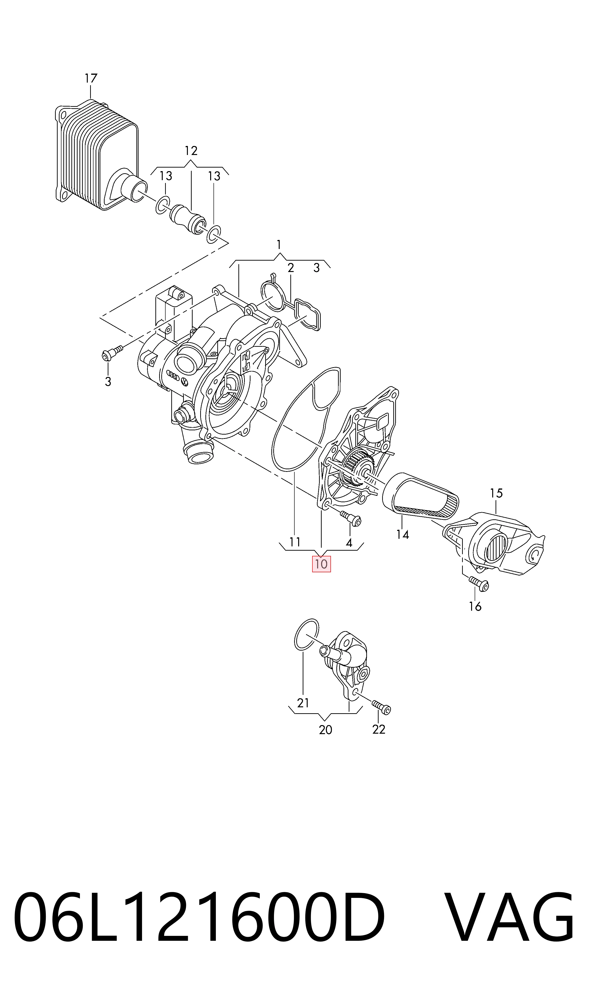 06L121600D VAG Помпа водяна, корпус