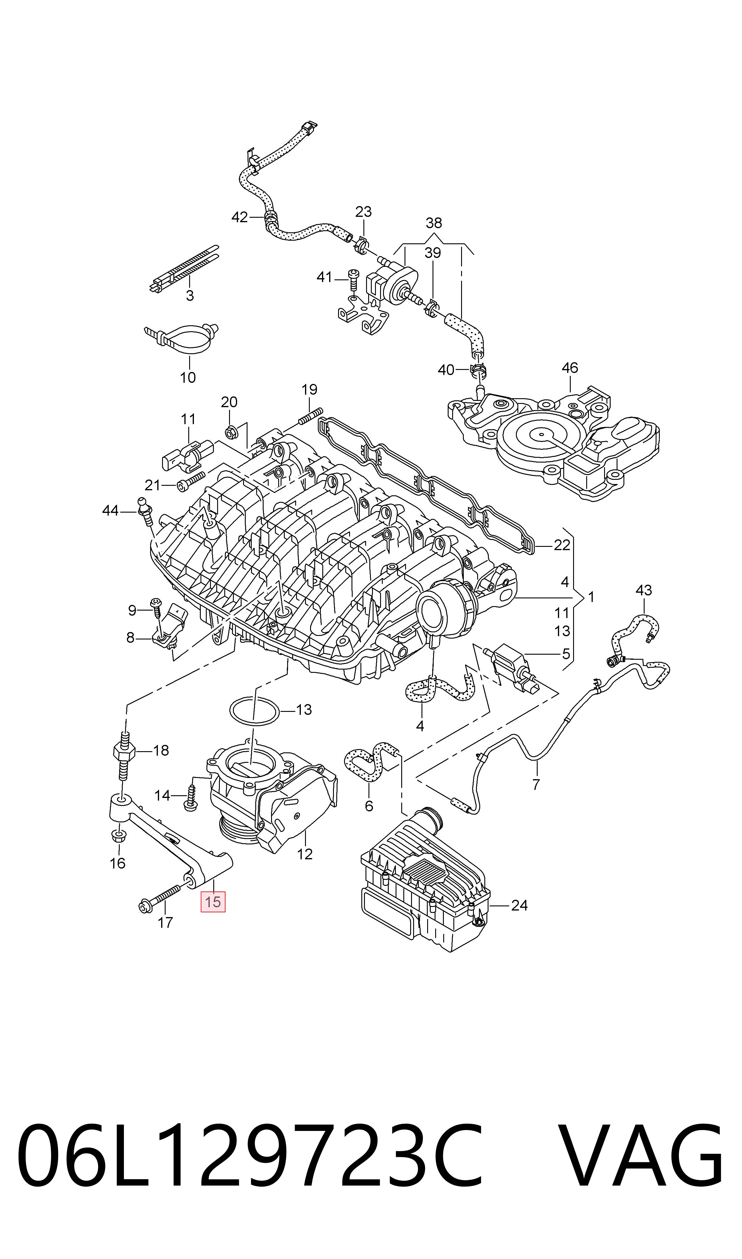 Купити 06L129723C VAG Кронштейн впускного колектора