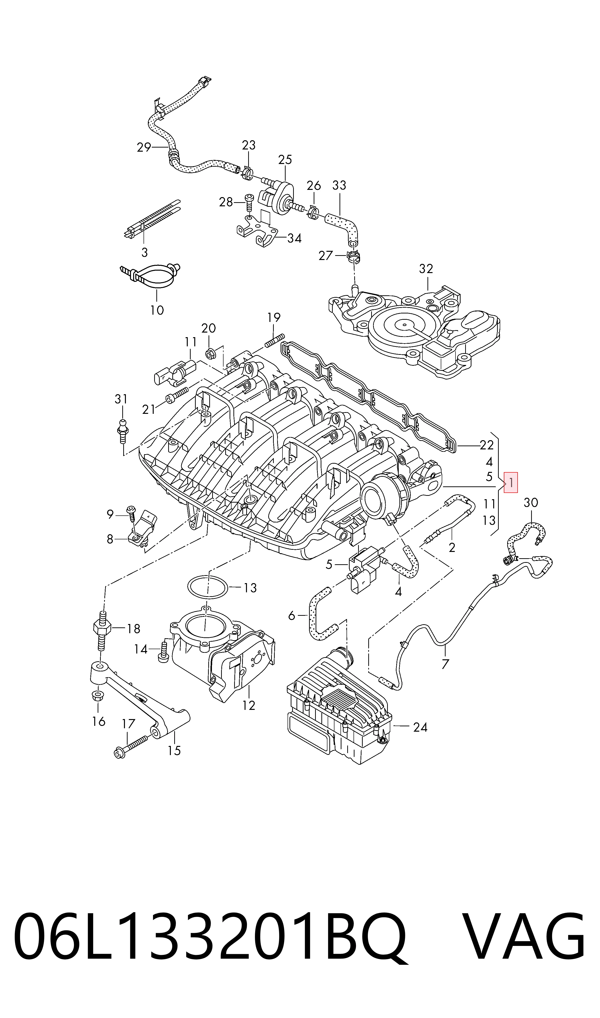 06L133201BQ VAG Колектор впускний