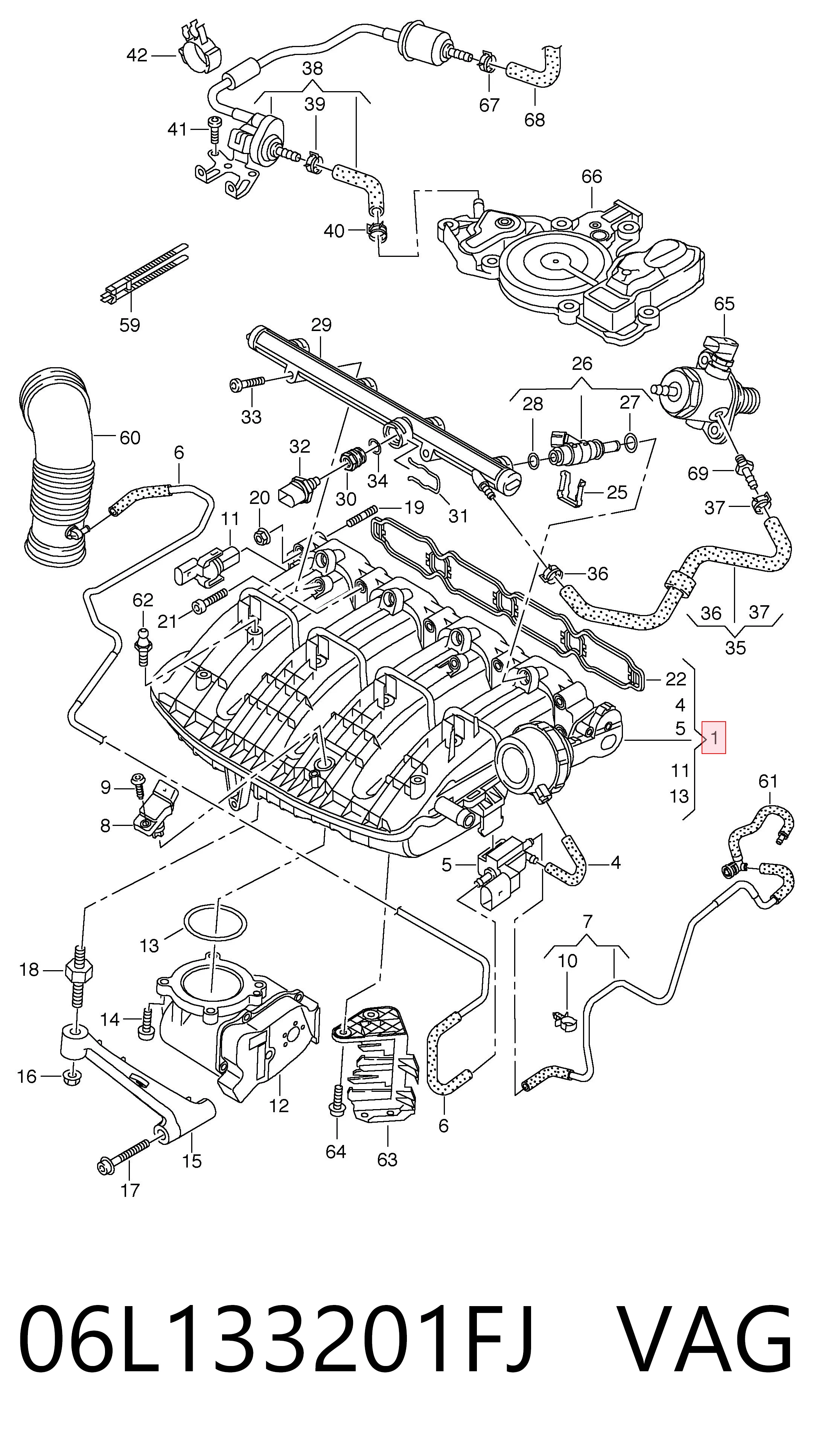 06L133201FJ VAG Колектор впускний
