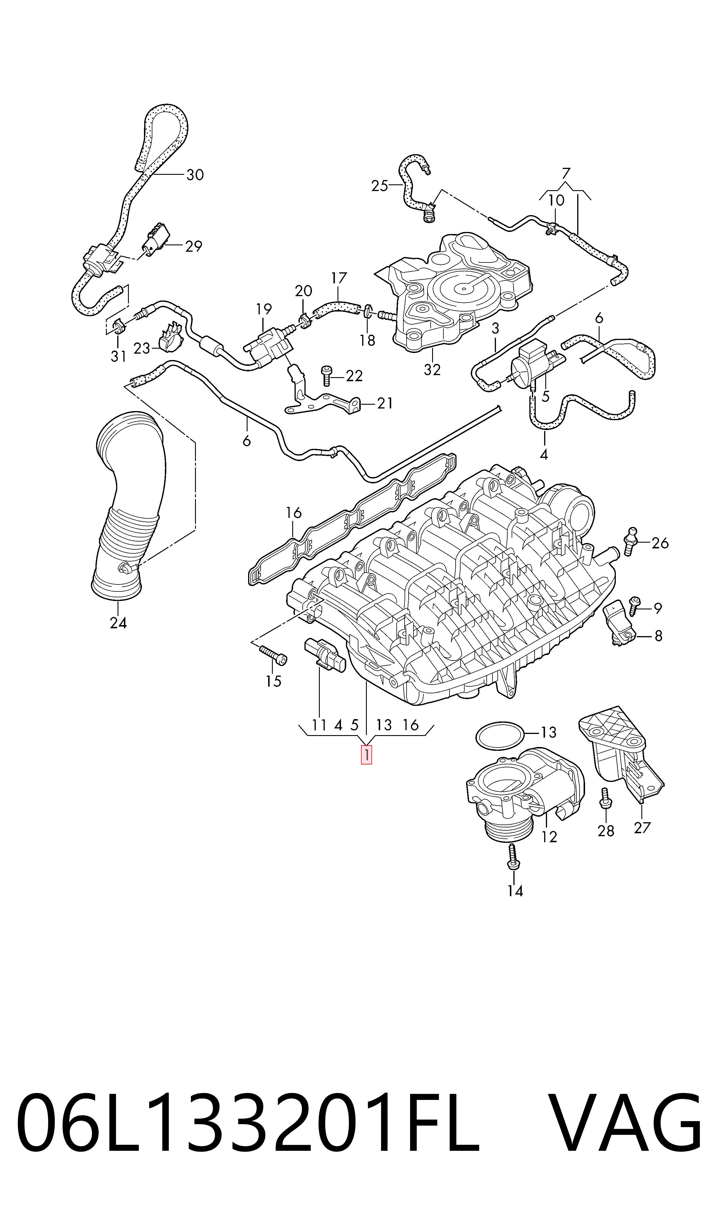 06L133201FL VAG Колектор впускний