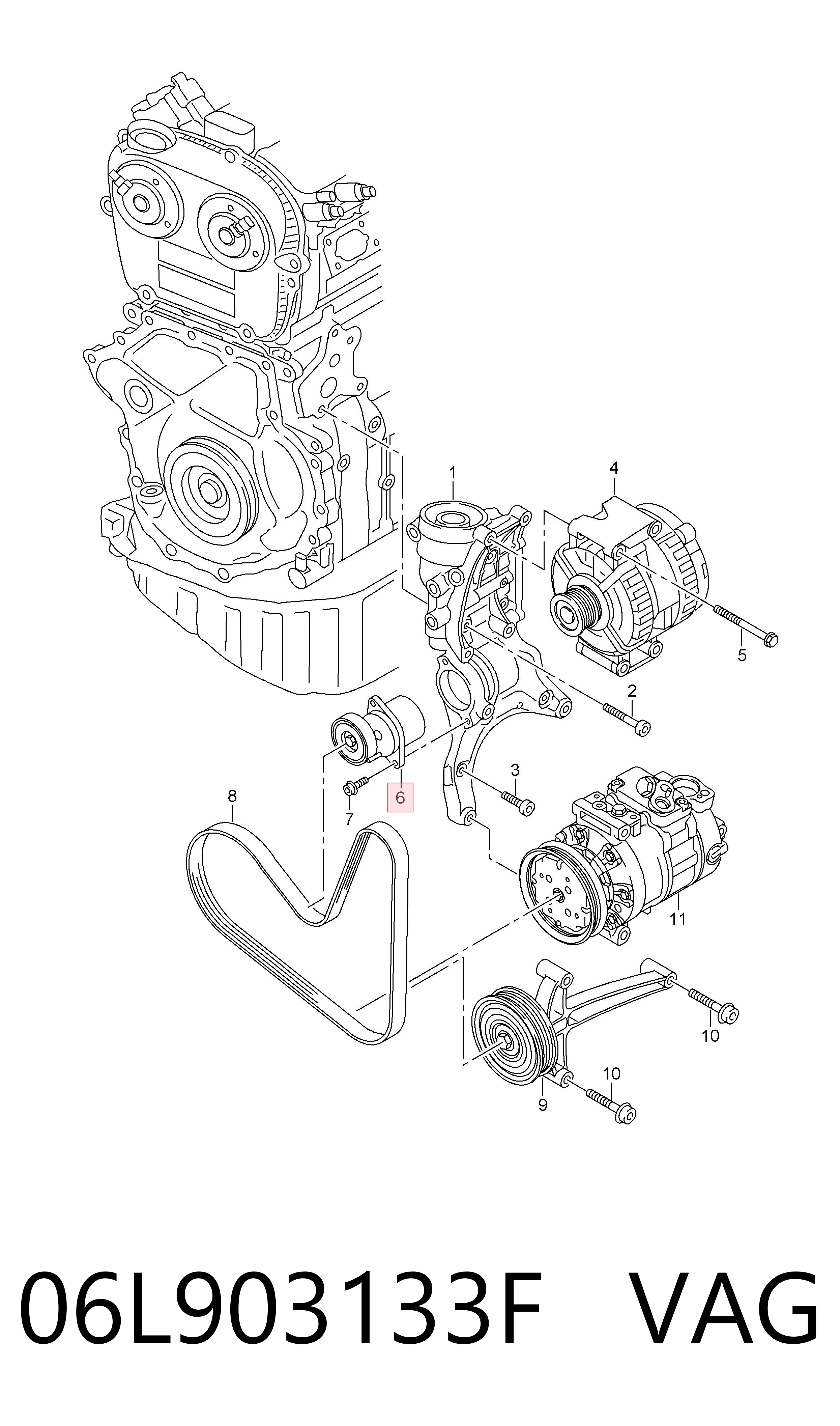 Натяжний ролик VAG 06L903133F ціна, від 76.84 USD