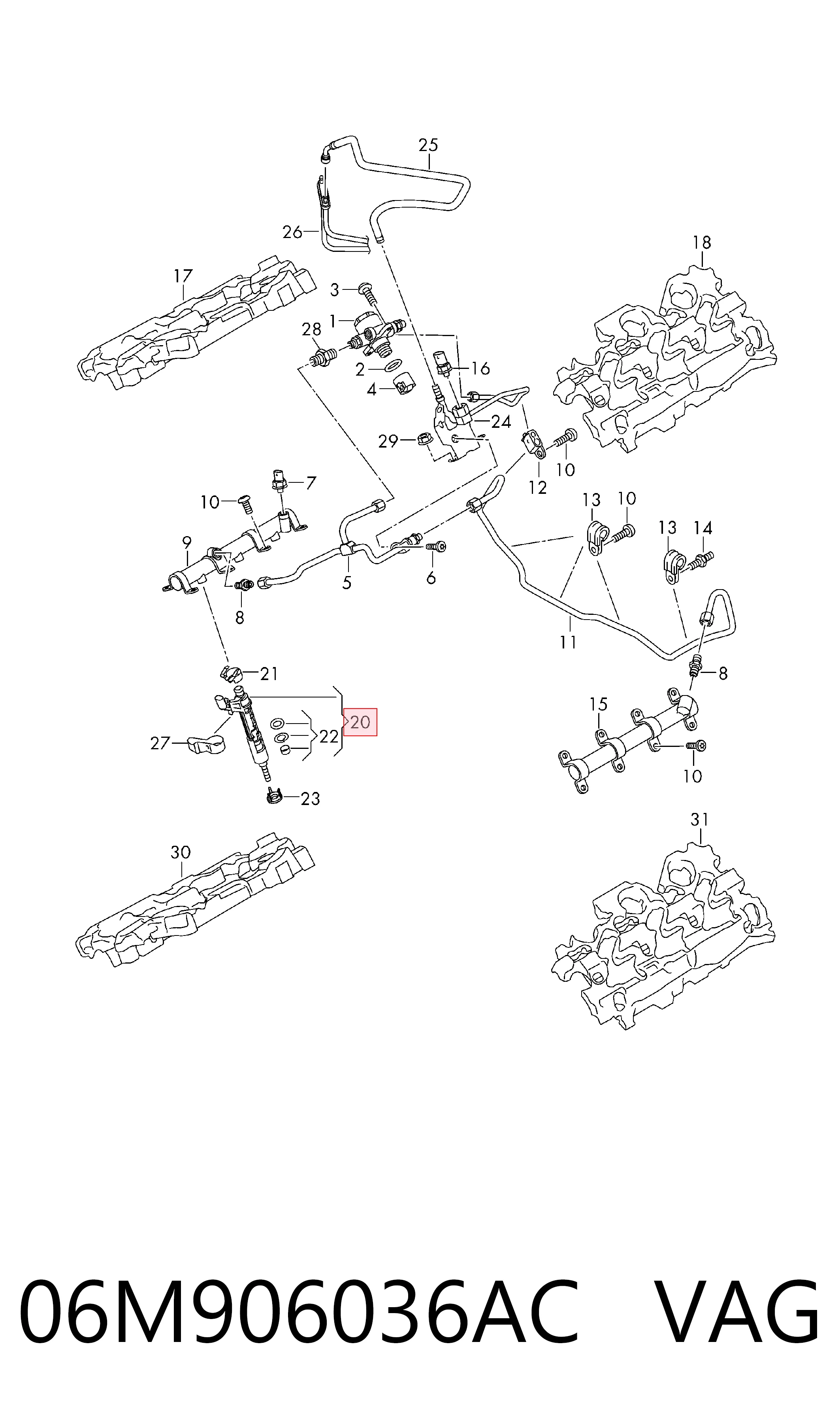 Форсунка паливна VAG 06M906036AC ціна, від 66.64 USD