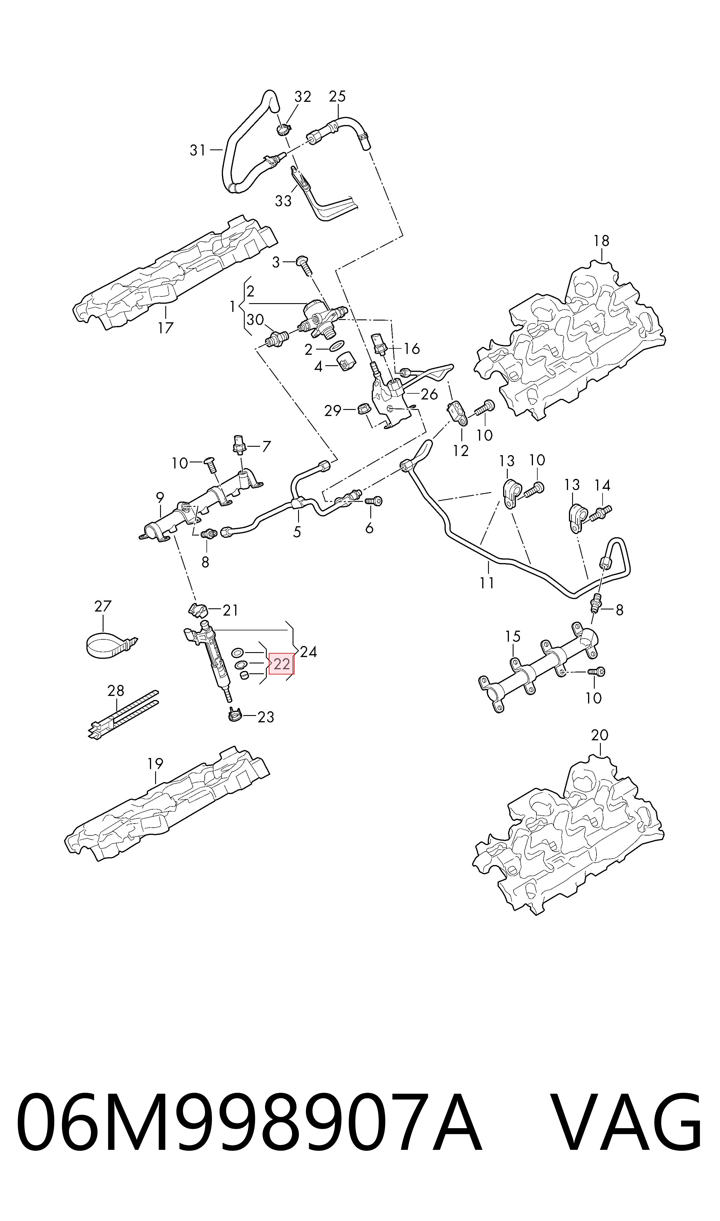 06M998907A VAG Ремкомплект форсунки