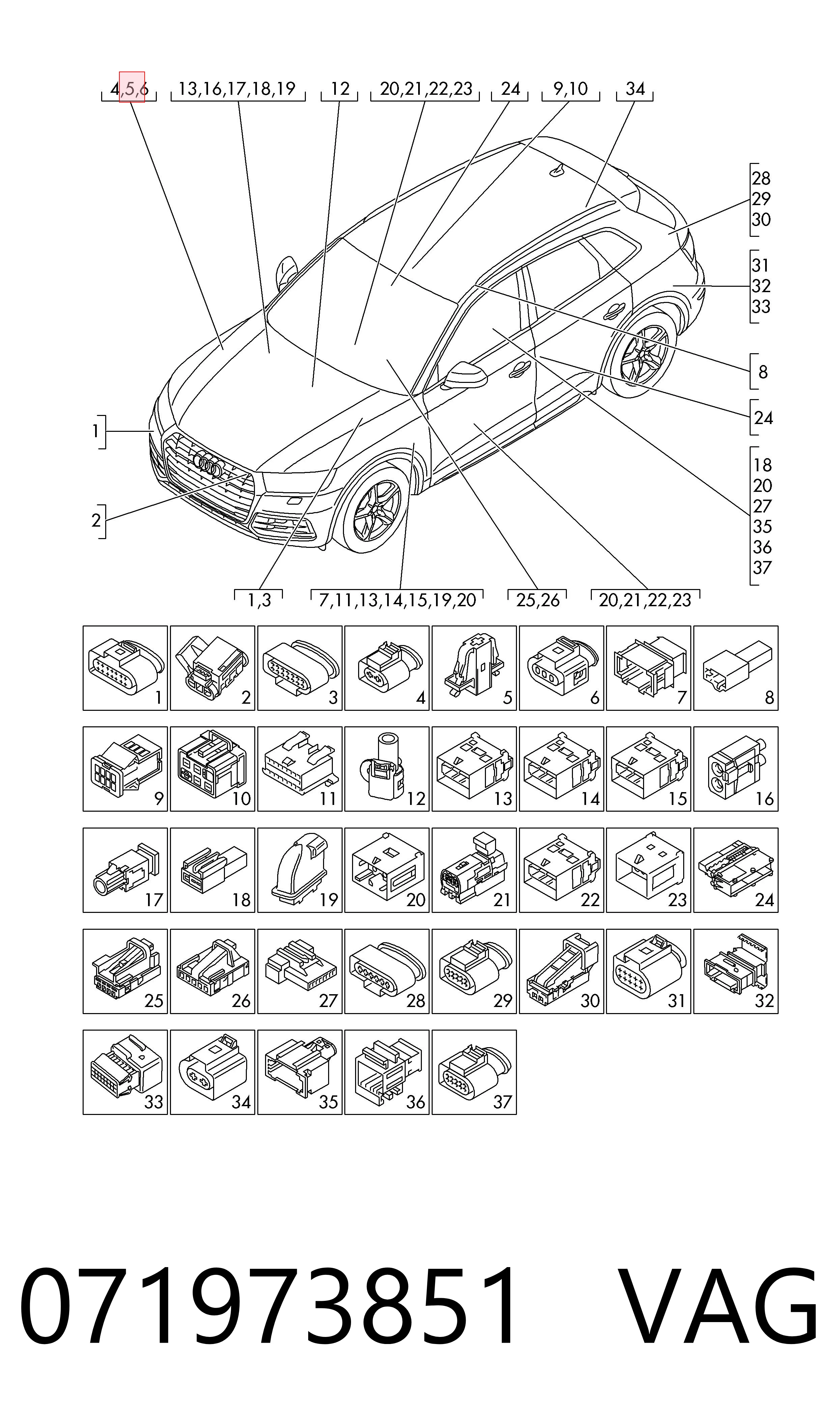 071973851 VAG Роз'єм (фішка) генератора