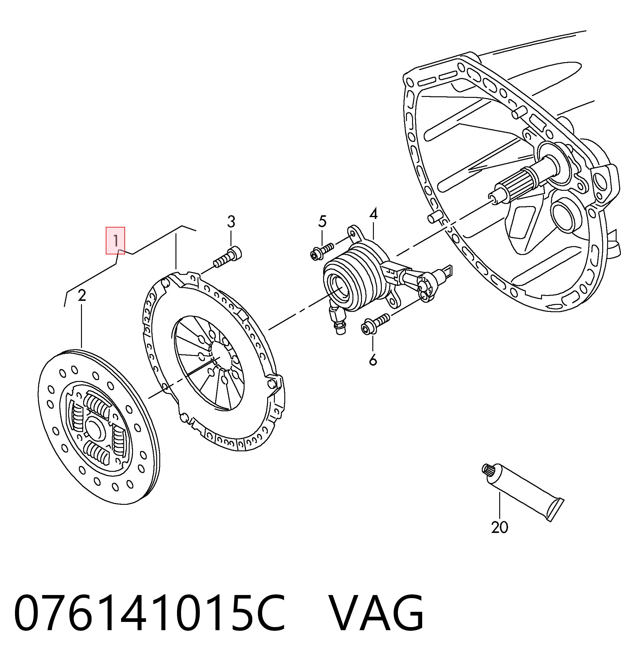 Комплект зчеплення (3 частини) VAG 076141015C ціна, від 310.61 USD