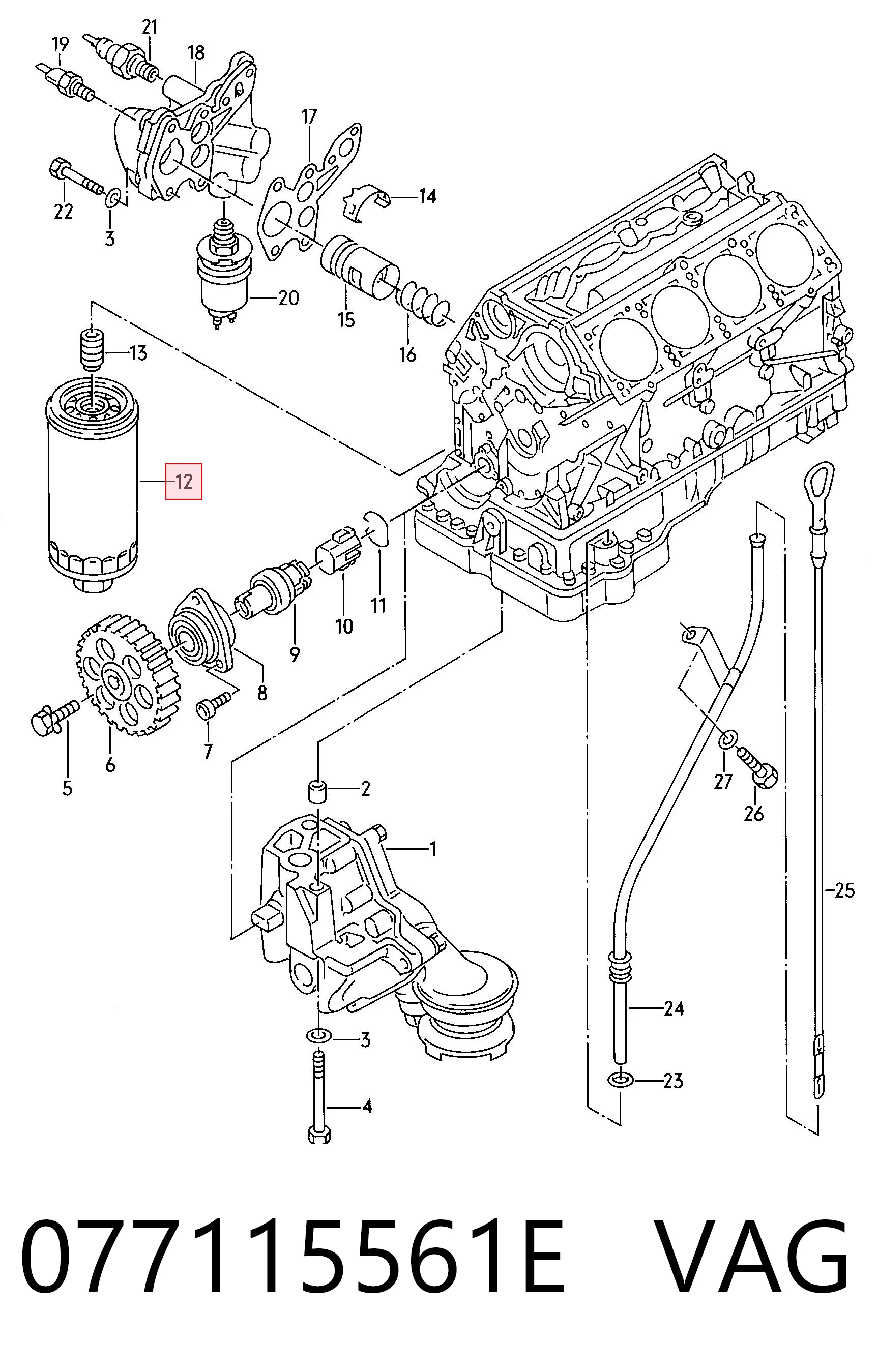 Фільтр масла на Audi 100 C4 4A2