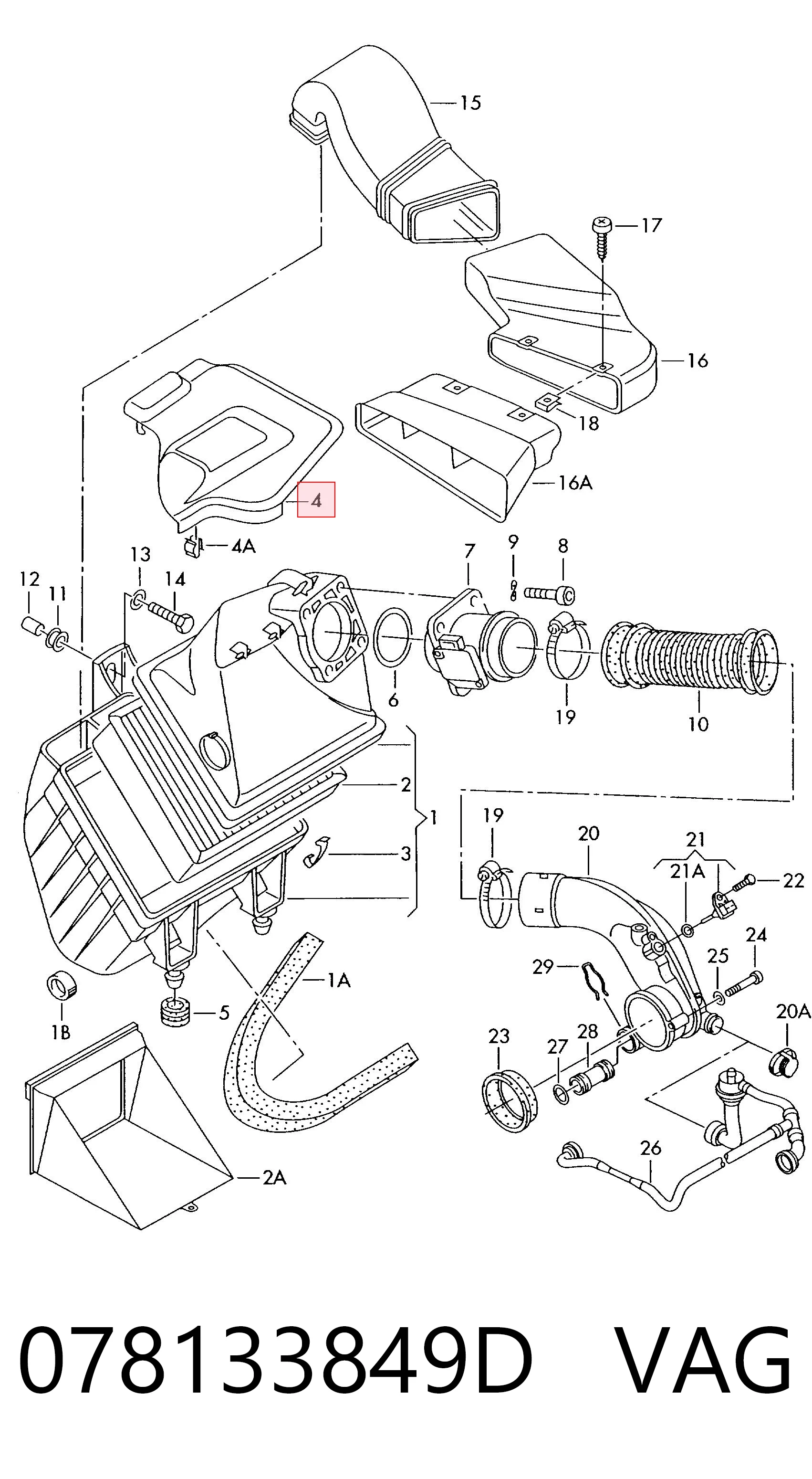 Коробка фільтра на Audi A6 C5 4B2, 4B4