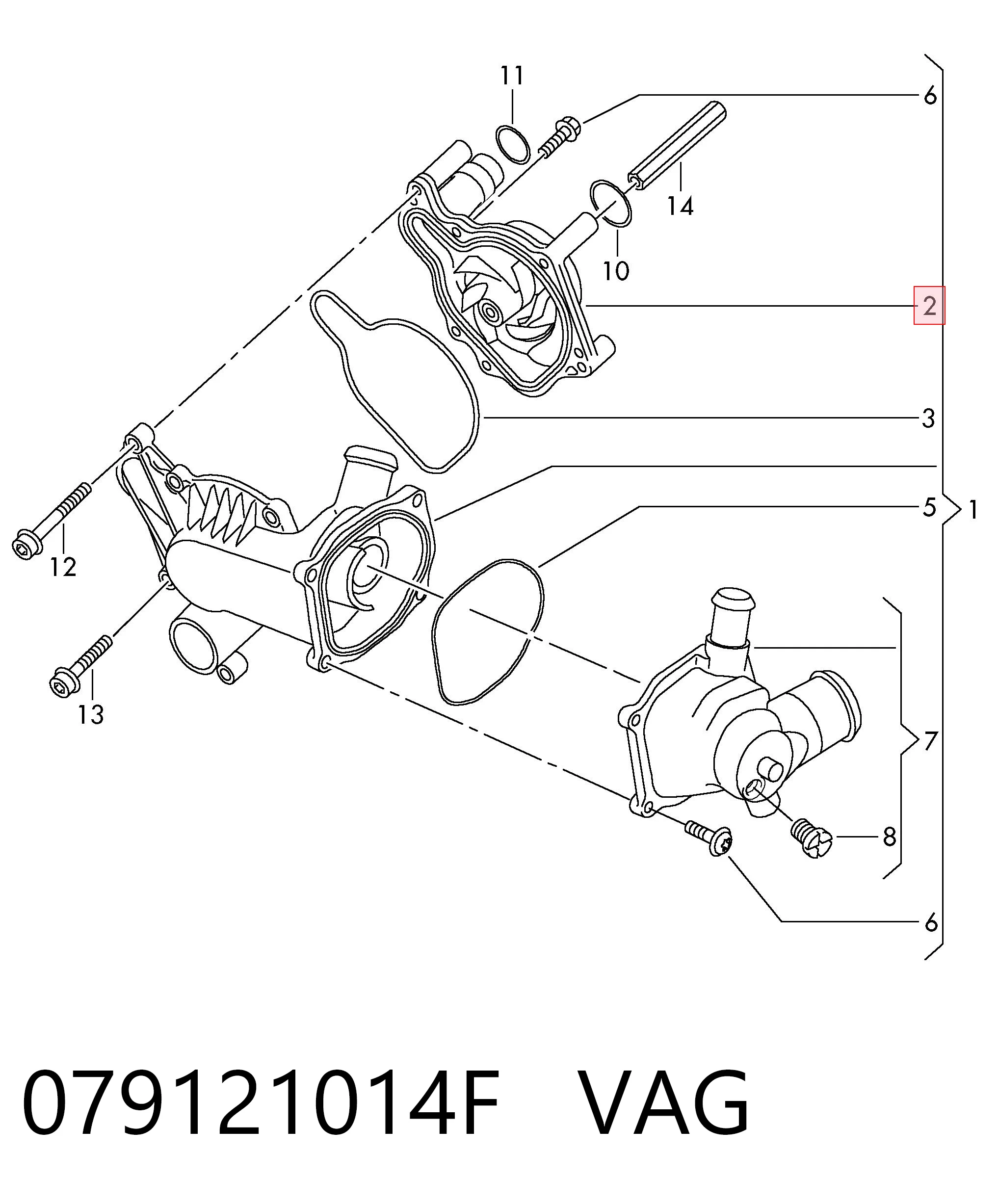 079121014F VAG Насос охолодження