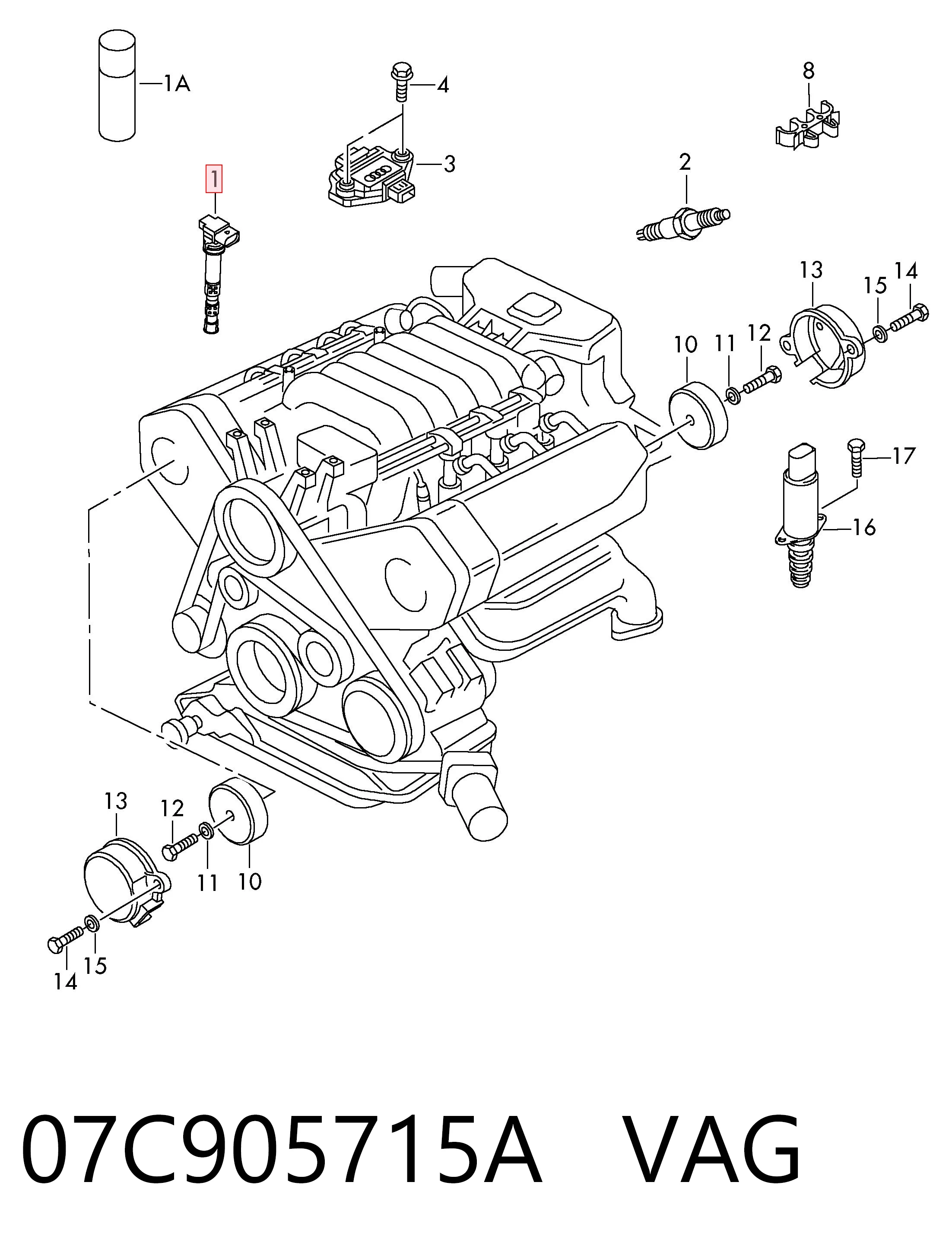 07C905715A VAG Котушка запалювання