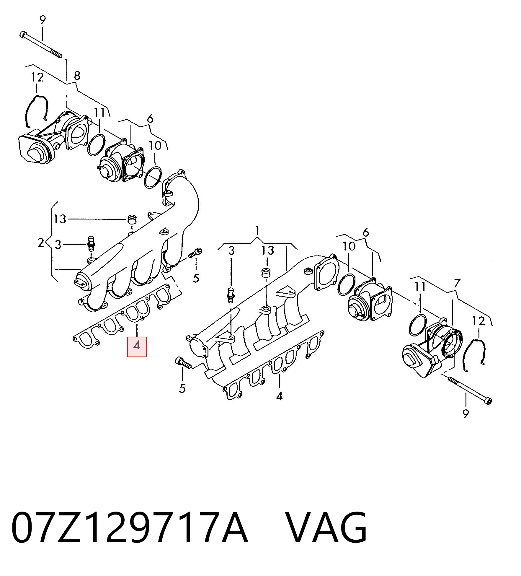 07Z129717A VAG Прокладка впускного колектора