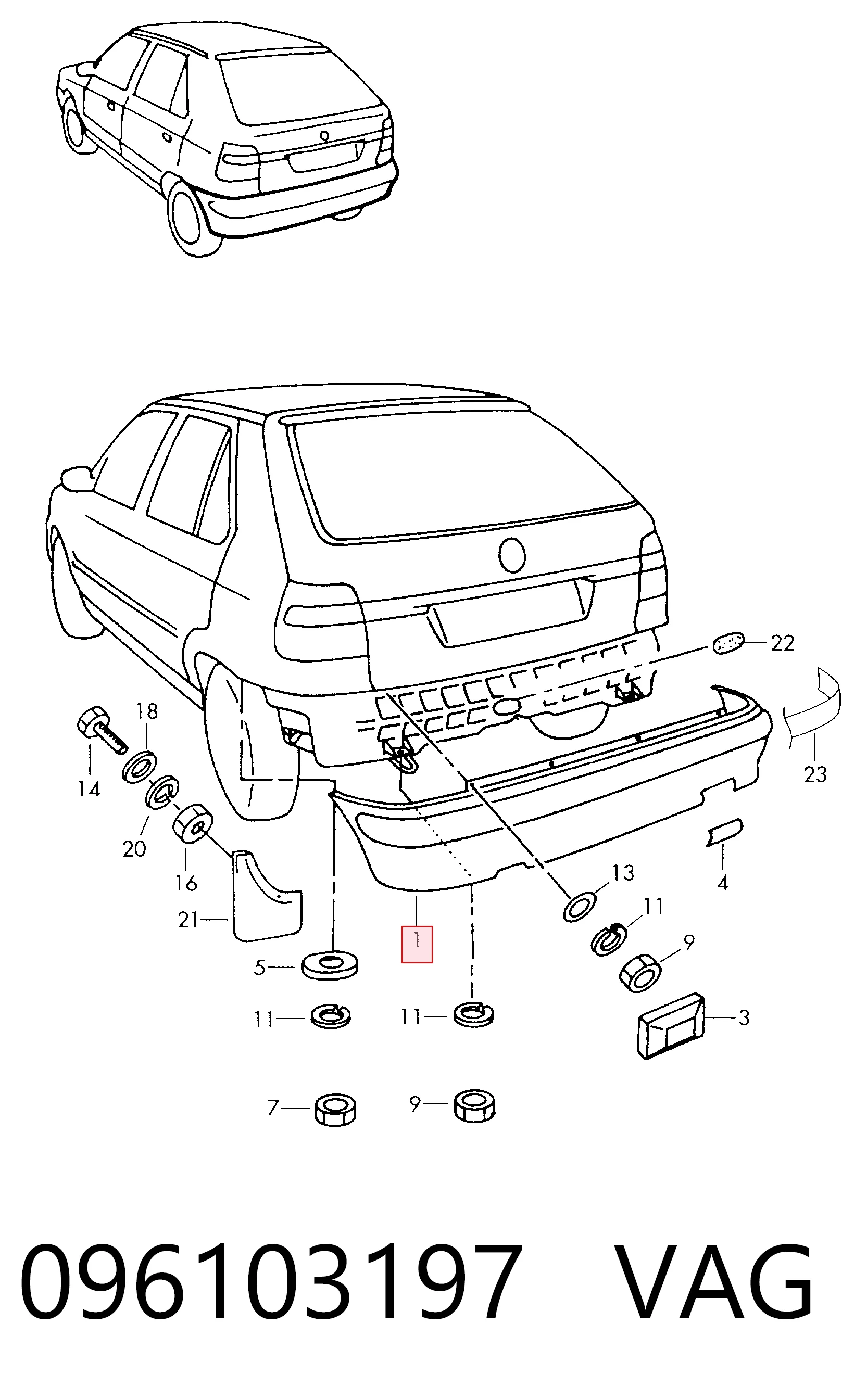 Кожух бампера заднього Skoda Felicia I хетчбек (791, 6U1) (1994 - 1997) ціна, від 49.79 USD
