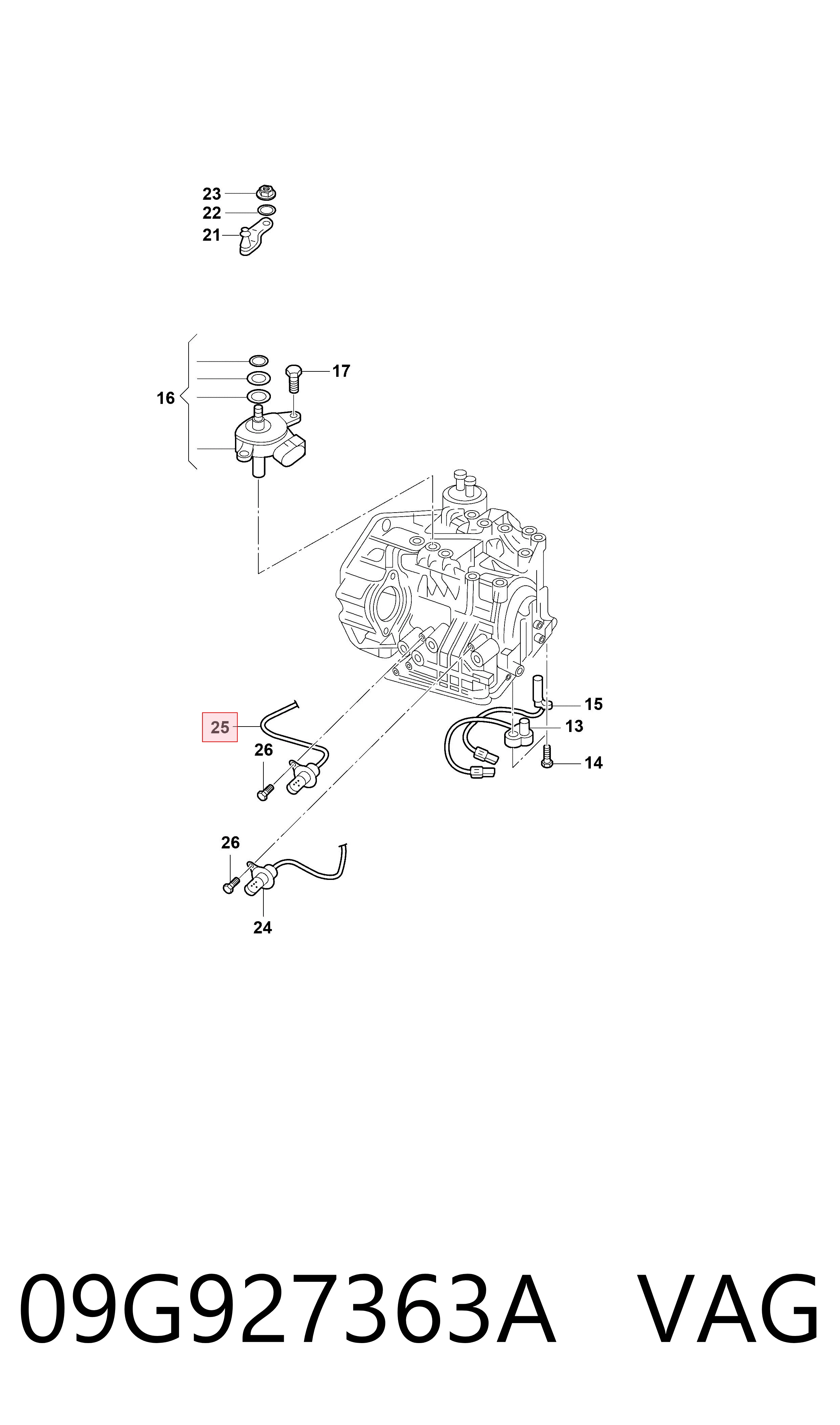 Заглушка задньої кришки КПП VAG 09G927363A ціна, від 144.34 USD