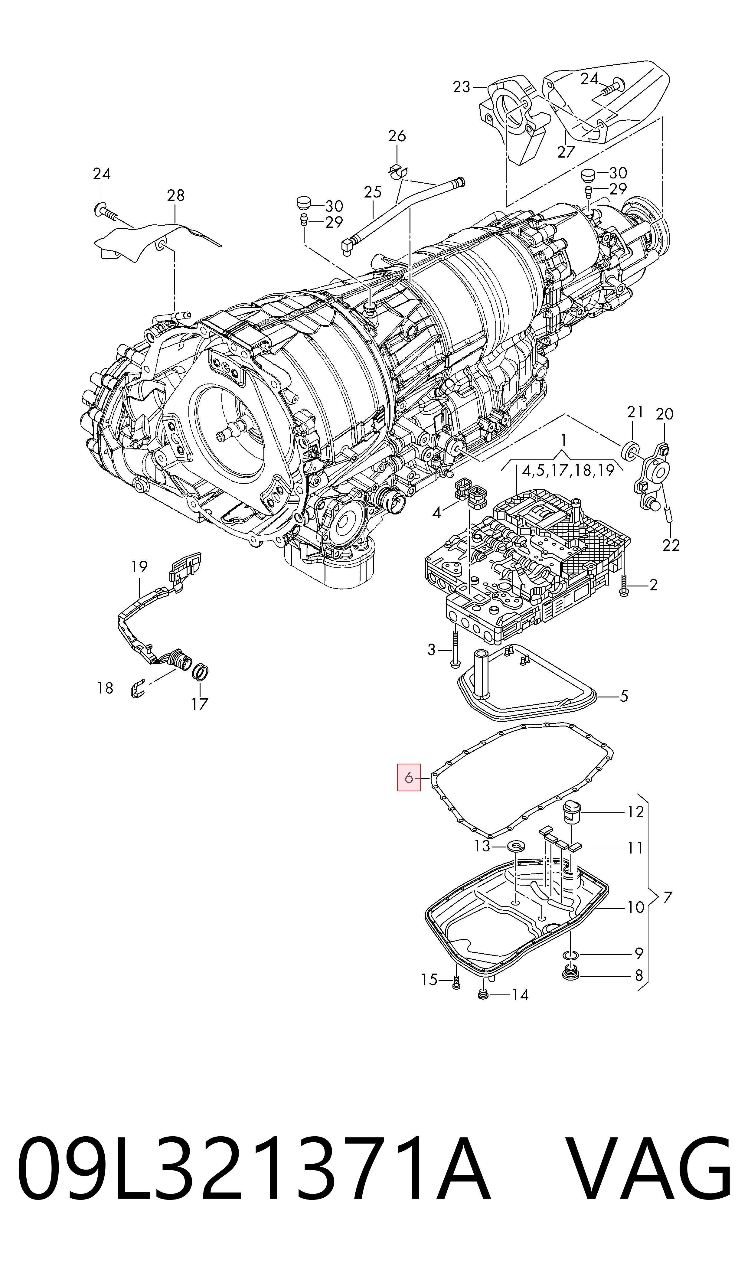 09L321371A VAG Прокладка піддону АКПП