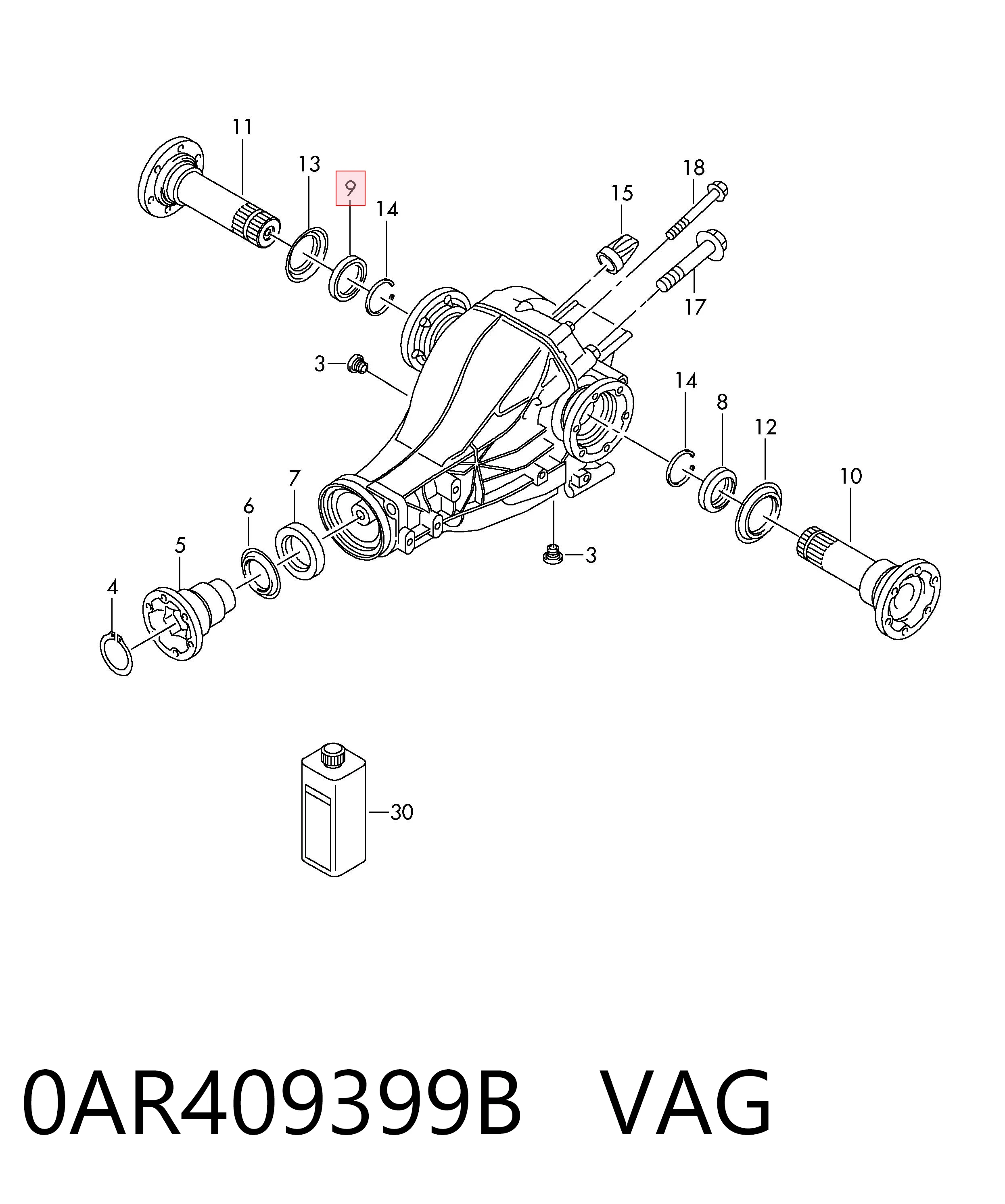 0AR409399B VAG Сальник переднього моста