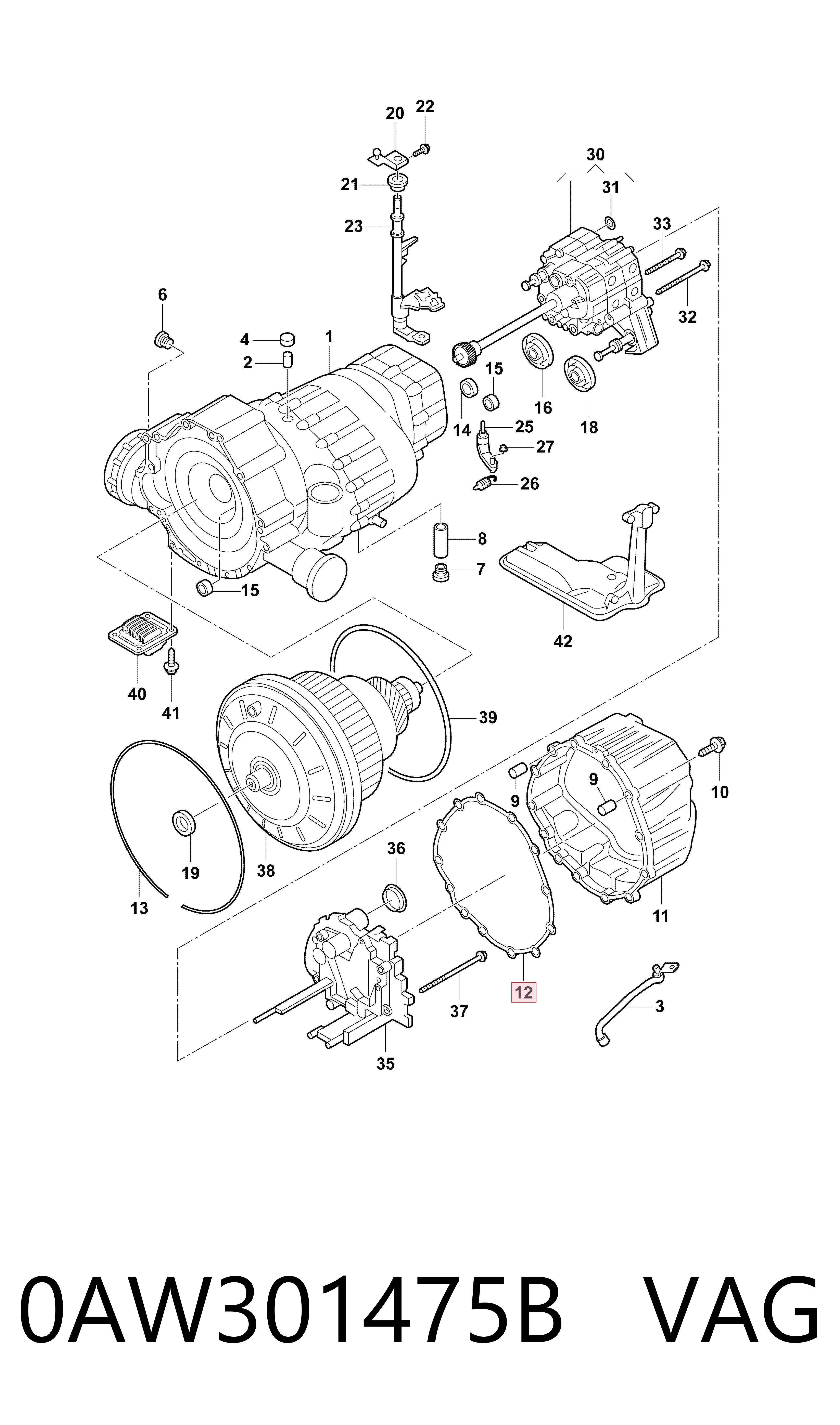 0AW301475B VAG Прокладка кришки коробки передач