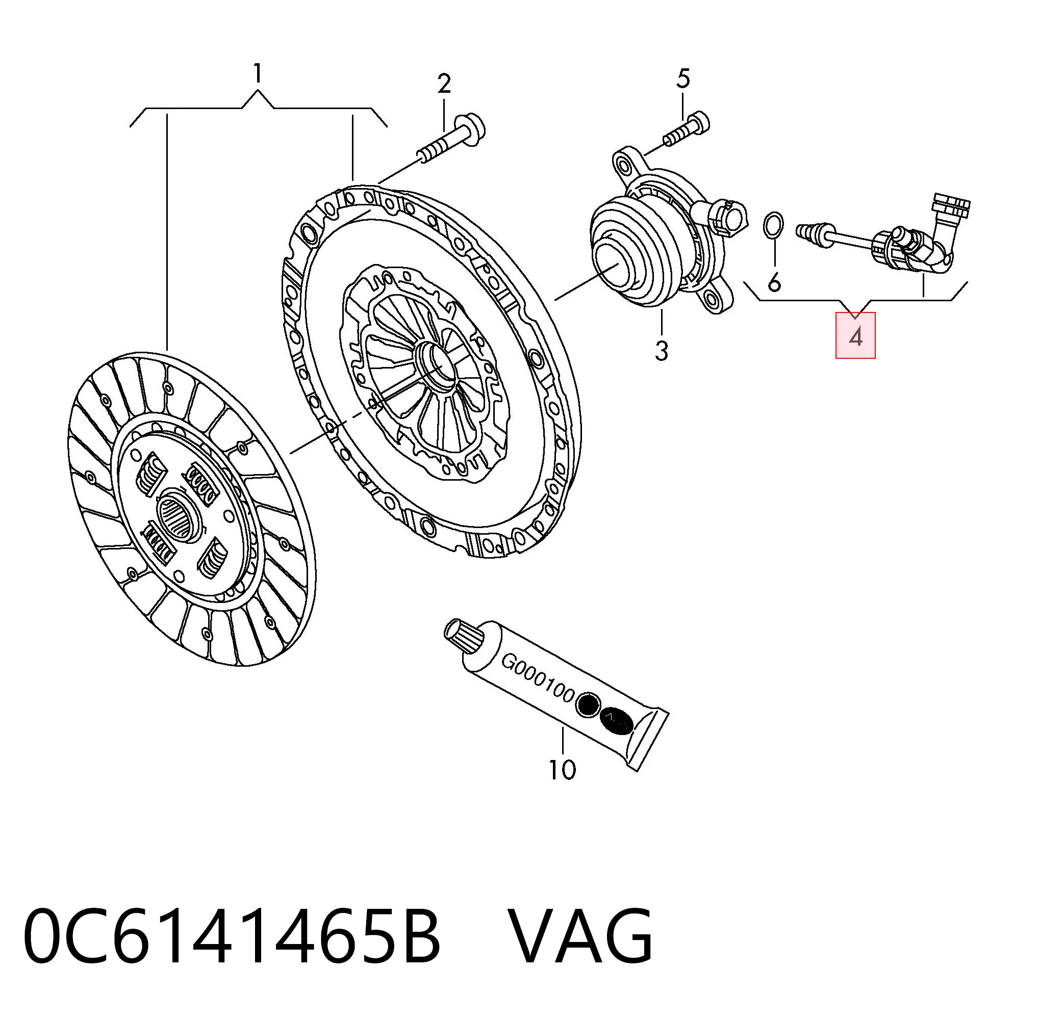Трійник трубки зчеплення 0C6141465B VAG