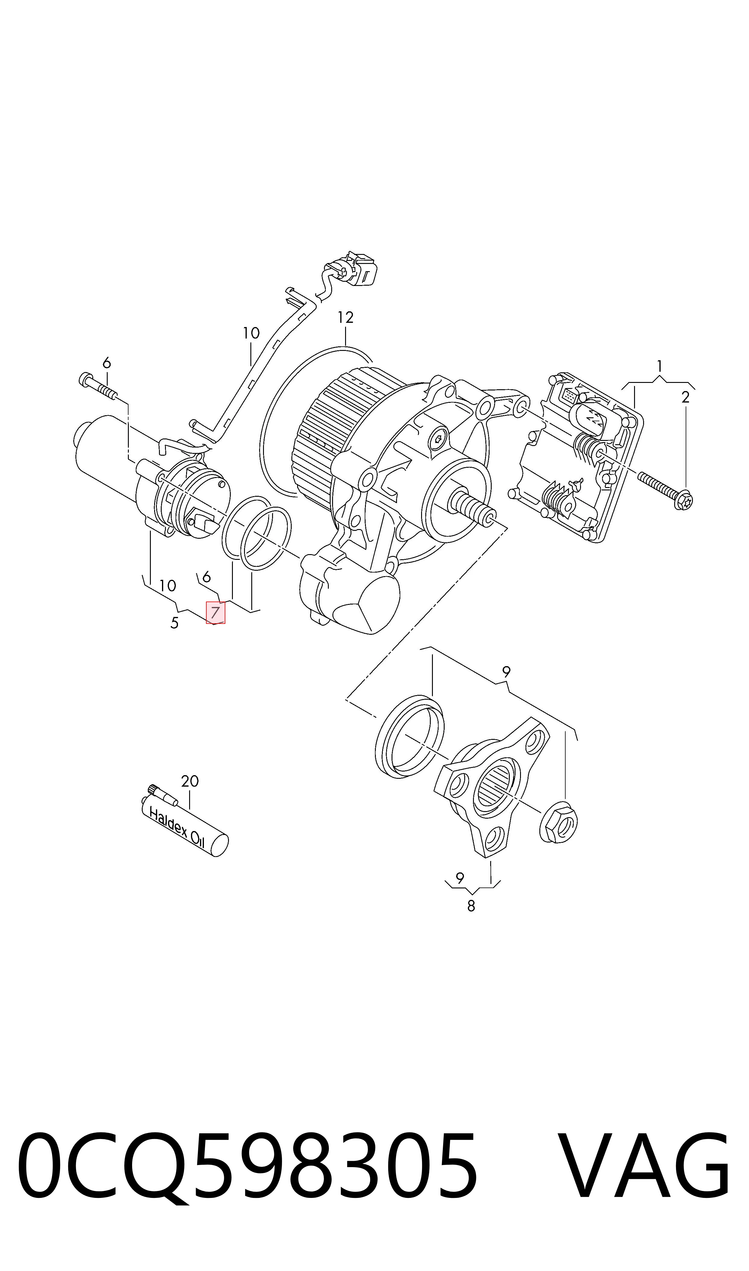 Ремкомплект насоса муфти Haldex VAG 0CQ598305 ціна, від 35.35 USD