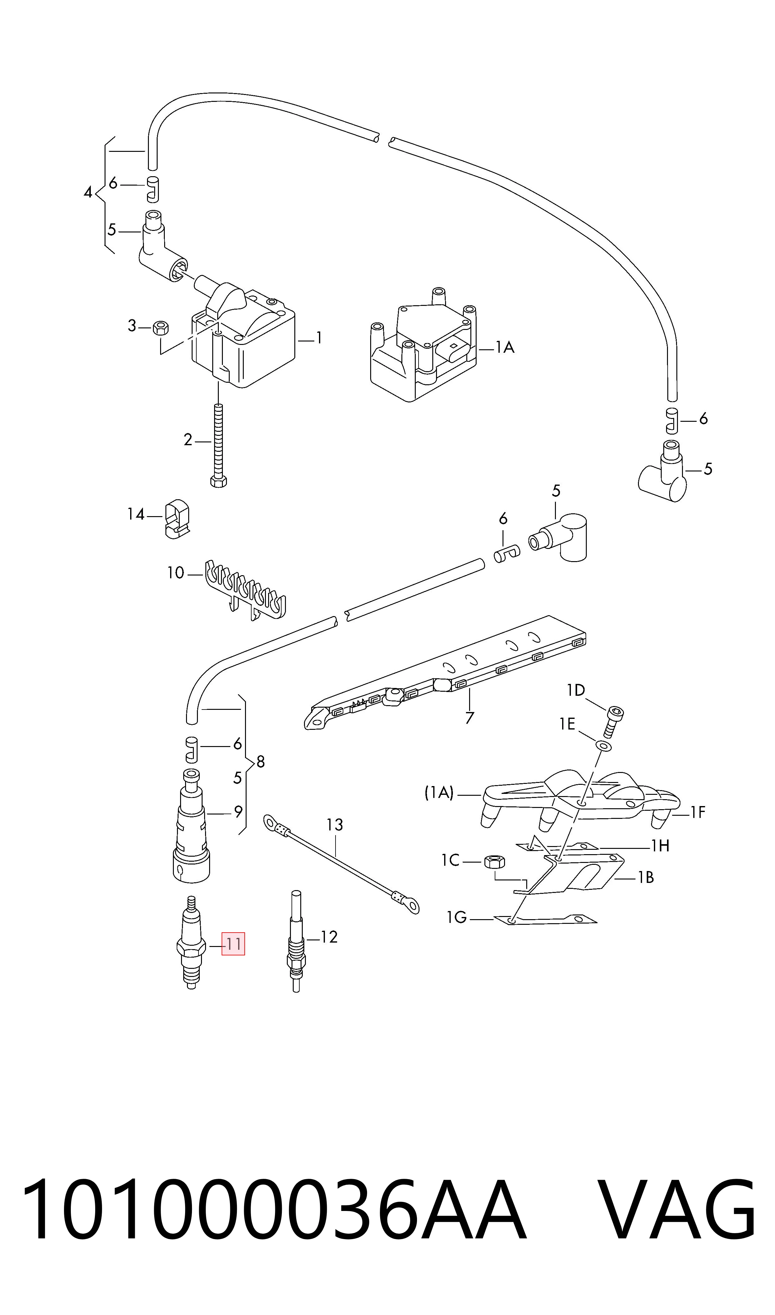 Свічки автомобільні VAG 101000036AA ціна, від 3.95 USD