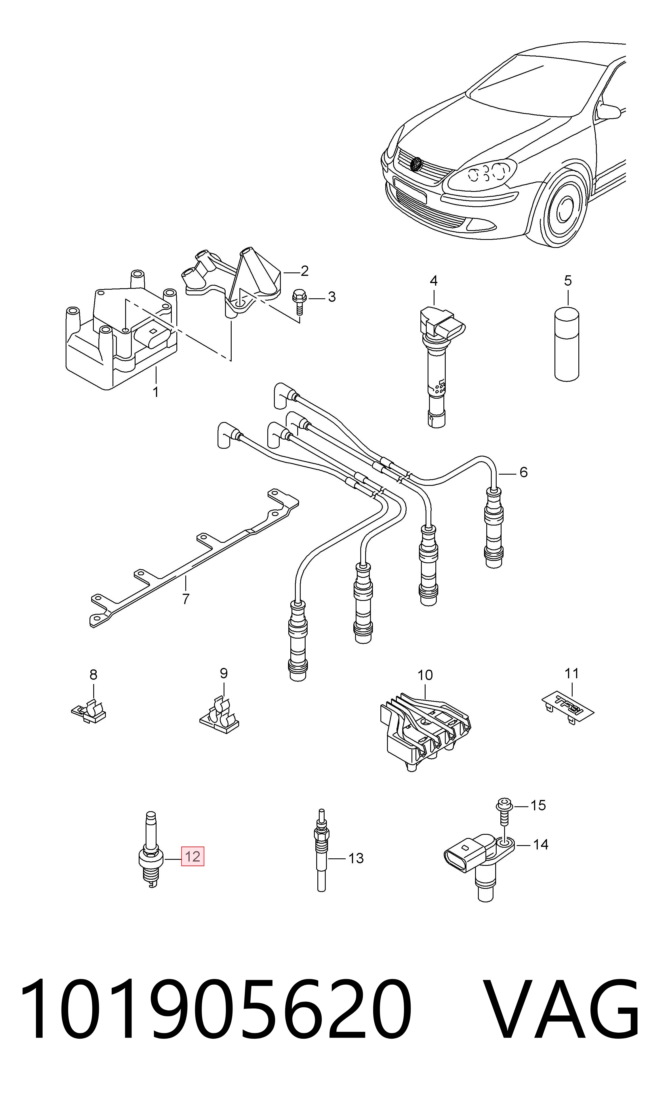 Свічки автомобільні VAG 101905620 ціна, від 13.98 USD
