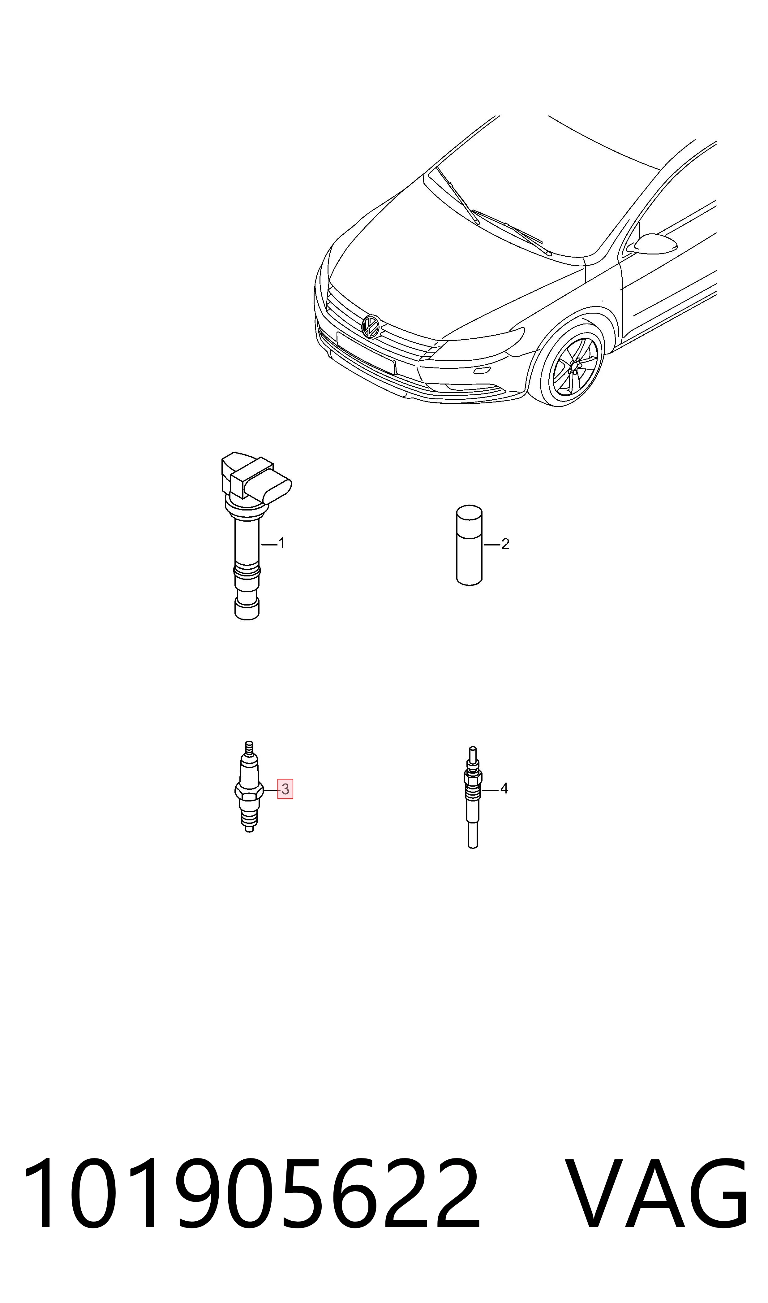 Свічки автомобільні VAG 101905622 ціна, від 26.46 USD