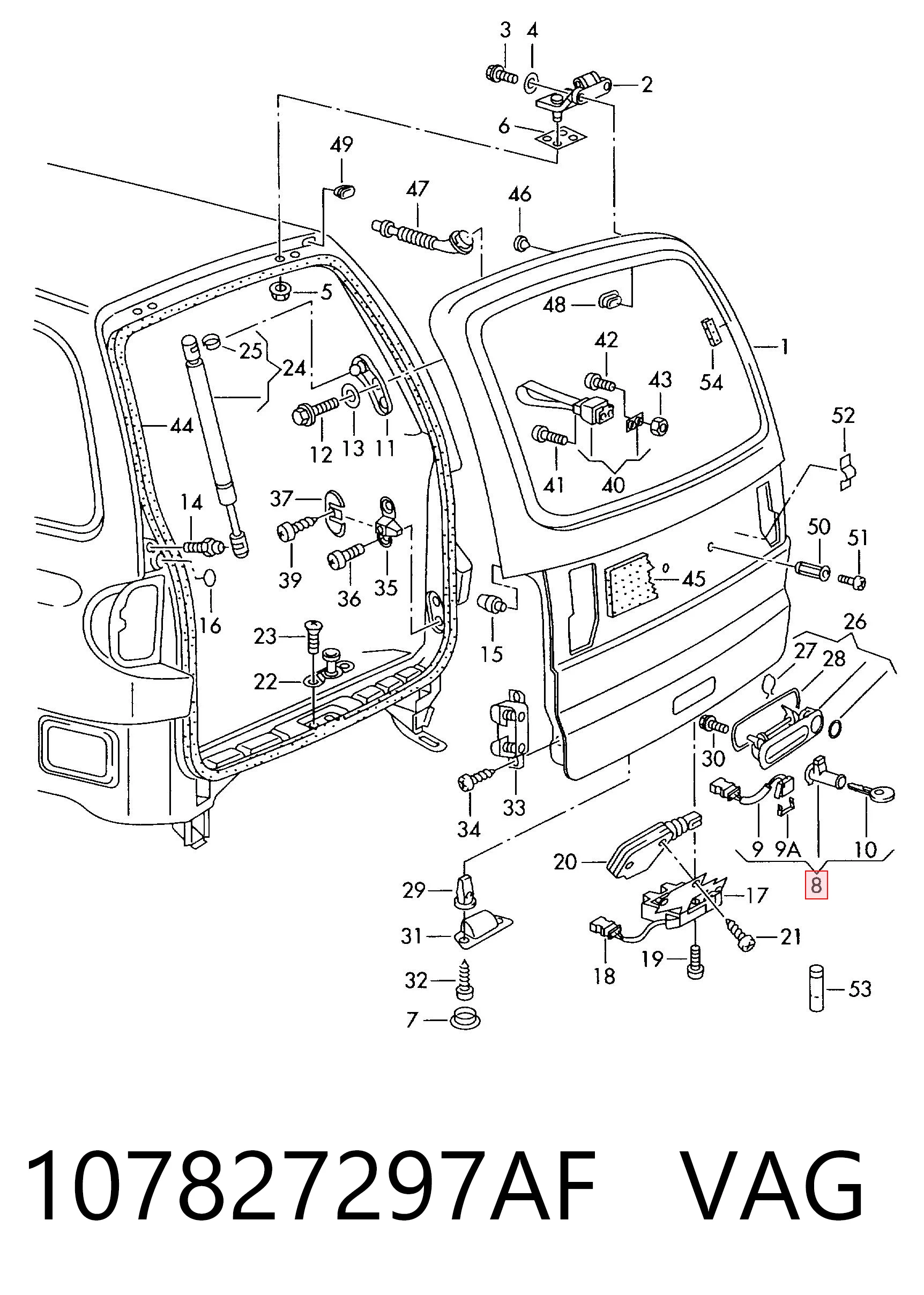 Личинка замка кришки багажника Volkswagen Sharan 1 7M8, 7M9, 7M6