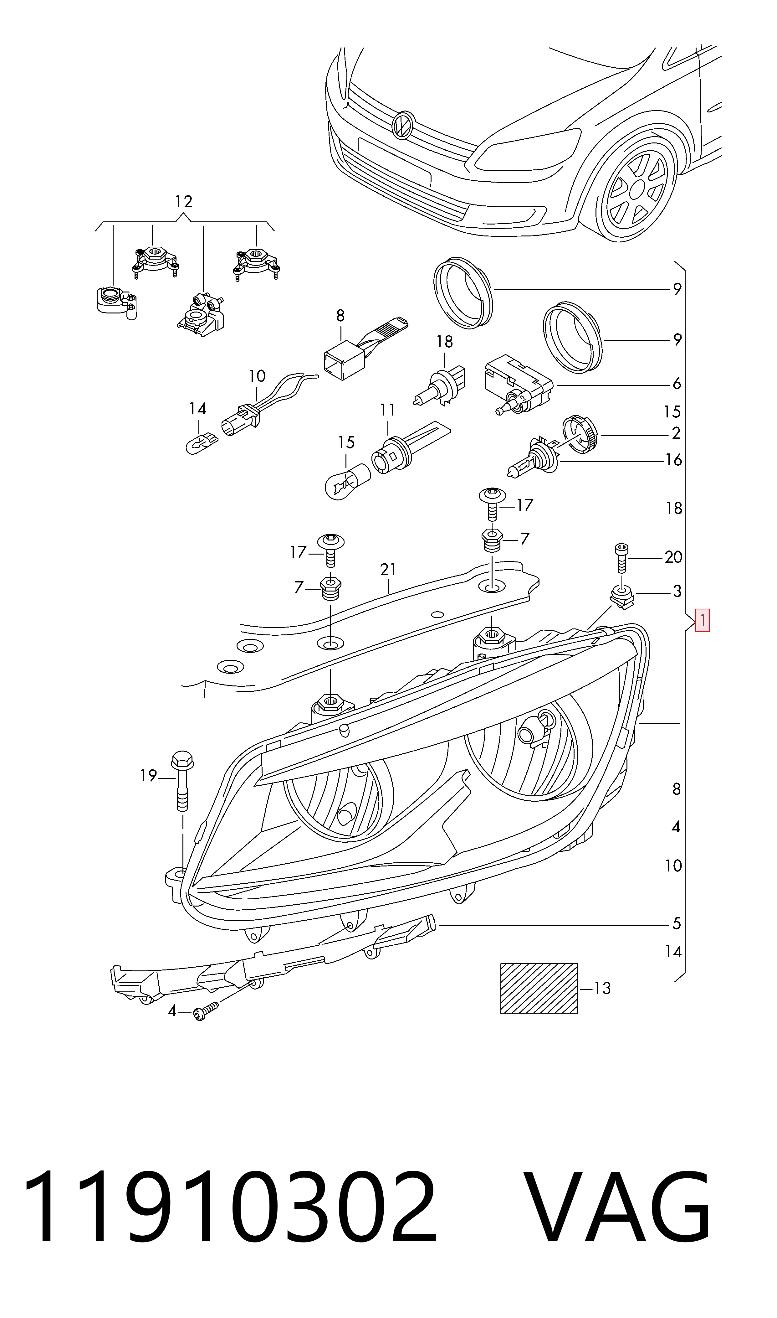  Фара права Volkswagen Touran 2