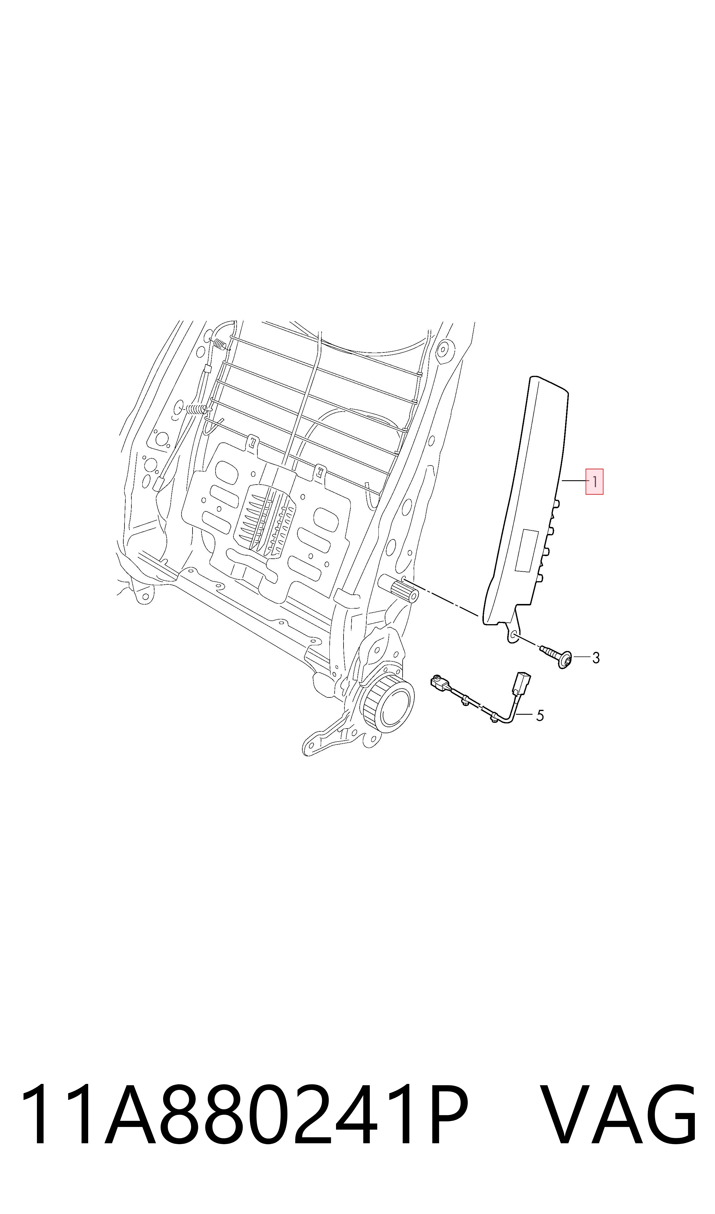 Подушка Айрбег спинки сидіння лівого VAG 11A880241P ціна, від 107.22 USD