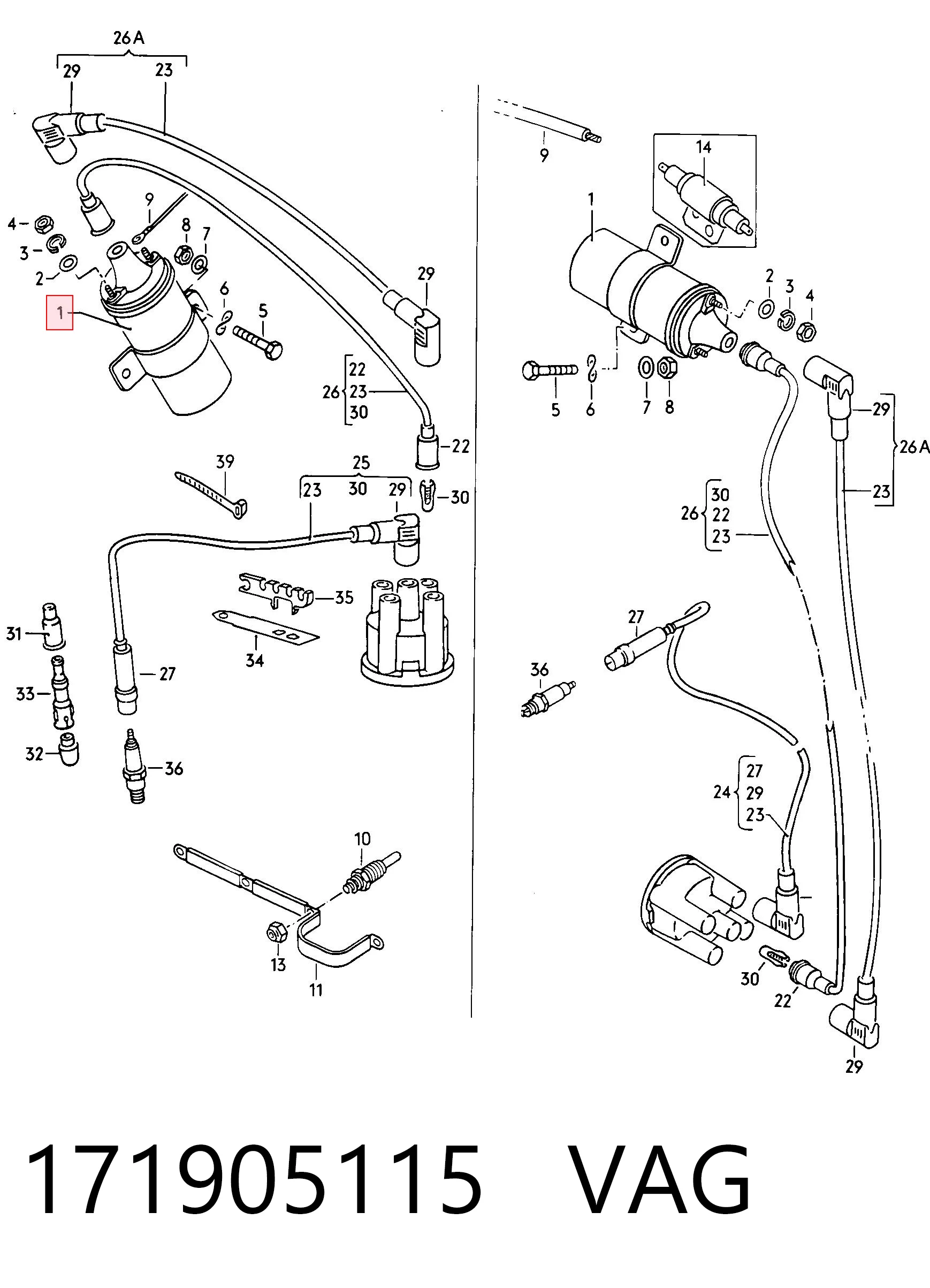Купити Котушка запалювання Volkswagen Golf I 17